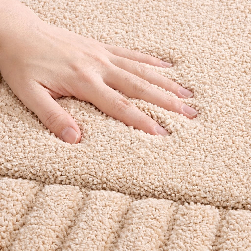 Covoraș de baie modern Stripe, cu suprafață moale din material flocat, antiderapant și cu uscare rapidă, pentru baie și bucătărie | ribuella
