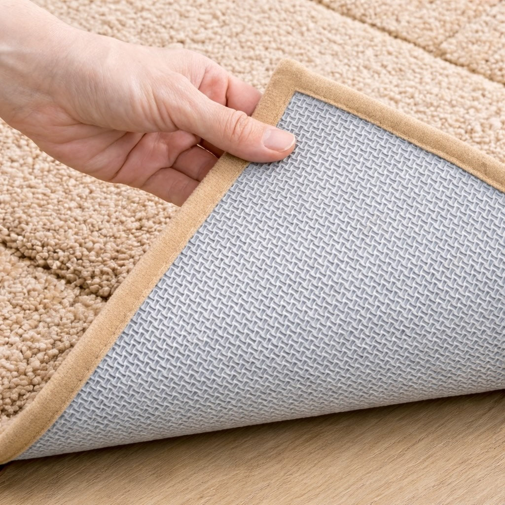 Covoraș de baie modern Stripe, cu suprafață moale din material flocat, antiderapant și cu uscare rapidă, pentru baie și bucătărie | ribuella