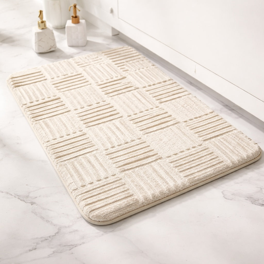 Modern Non-Slip Bath Mat Thick Microfibre Water-Resistant Bathroom Rug for Enhanced Safety | ribuella