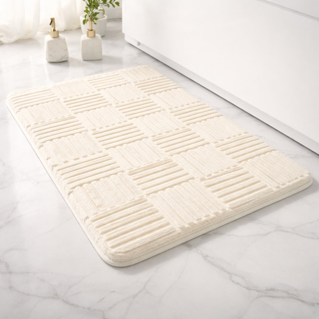 Modern Non-Slip Bath Mat Thick Microfibre Water-Resistant Bathroom Rug for Enhanced Safety | ribuella