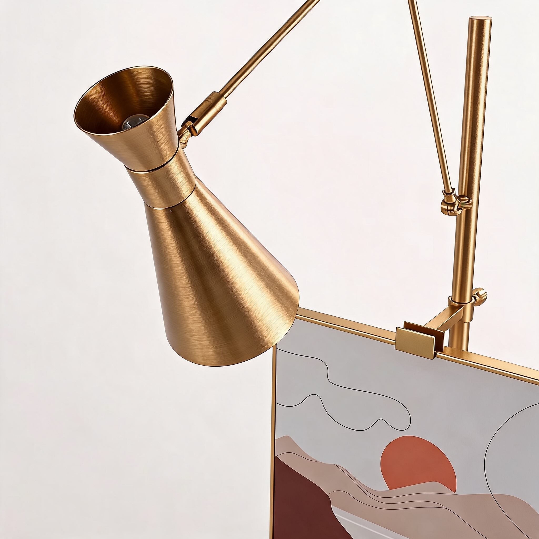 Moderne Stehleuchte mit goldener Metalloberfläche und weißem Marmorsockel für die Wohnzimmerbeleuchtung | ribuella