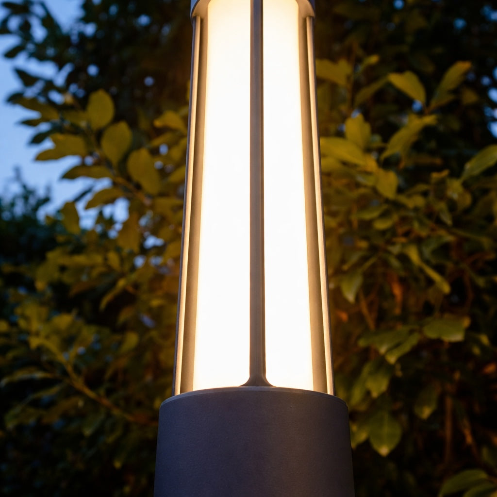 Moderne zylindrische Pollerleuchte für den Außenbereich, wasserdichte Aluminium-LED-Leuchte, 3000K, für die Wegbeleuchtung | ribuella