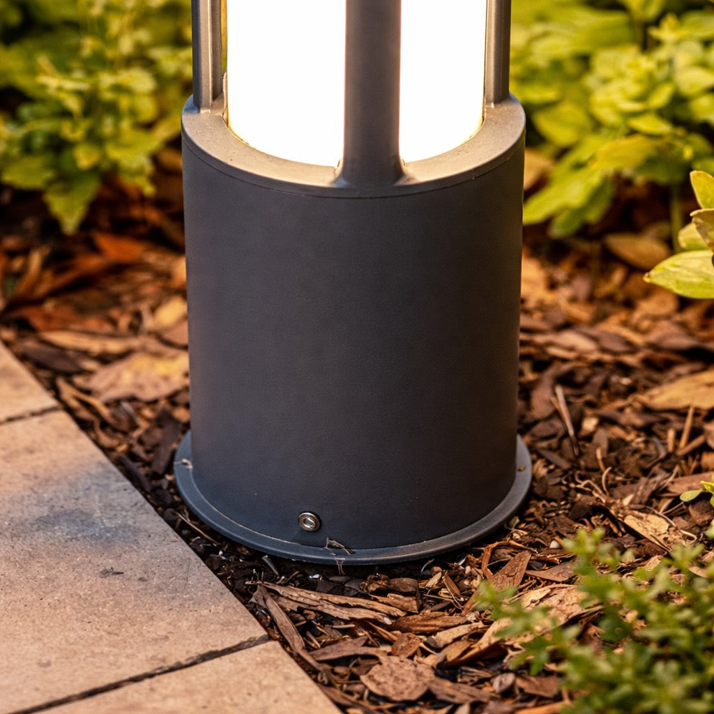 Moderne zylindrische Pollerleuchte für den Außenbereich, wasserdichte Aluminium-LED-Leuchte, 3000K, für die Wegbeleuchtung | ribuella