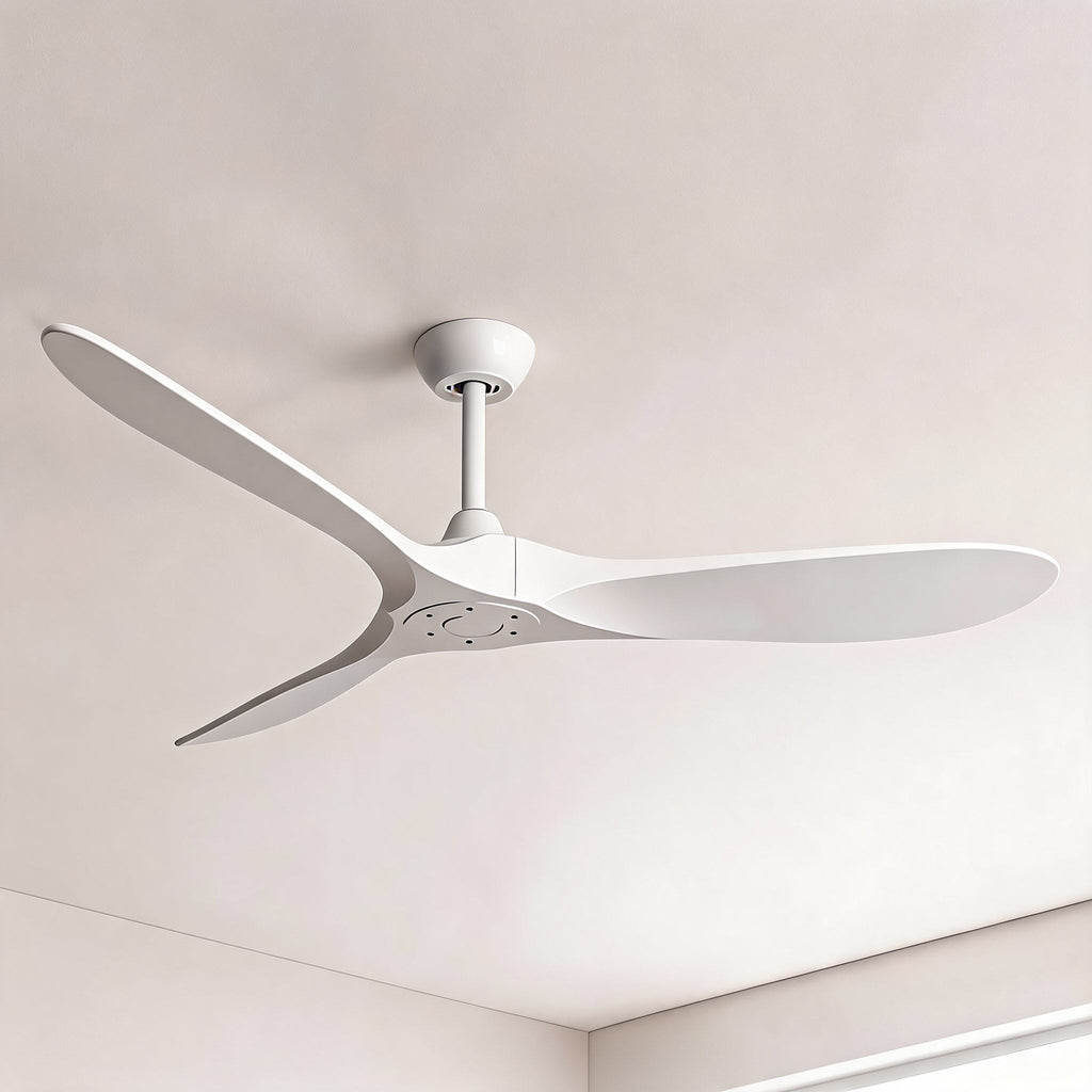 Modern Black Ceiling Fan Flush Mount Metal 6-Speed DC Motor Remote Control Energy Efficient | ribuella