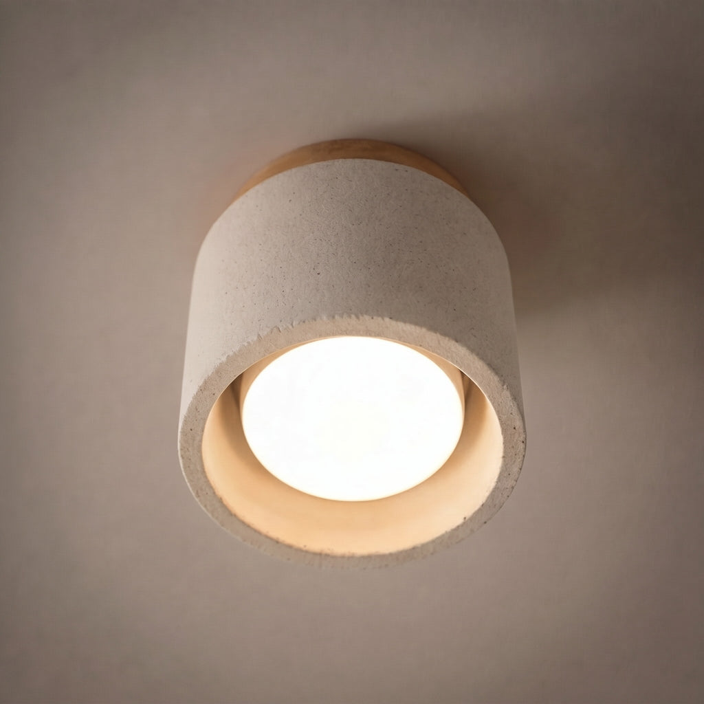 Modern Minimalist Round Ceiling Light Fixture Concrete LED GX53 Adjustable Color Temperature | ribuella