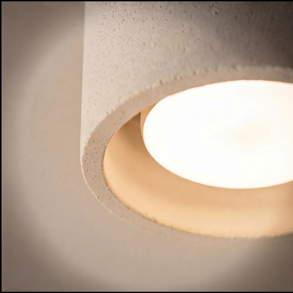 Modern Minimalist Round Ceiling Light Fixture Concrete LED GX53 Adjustable Color Temperature | ribuella