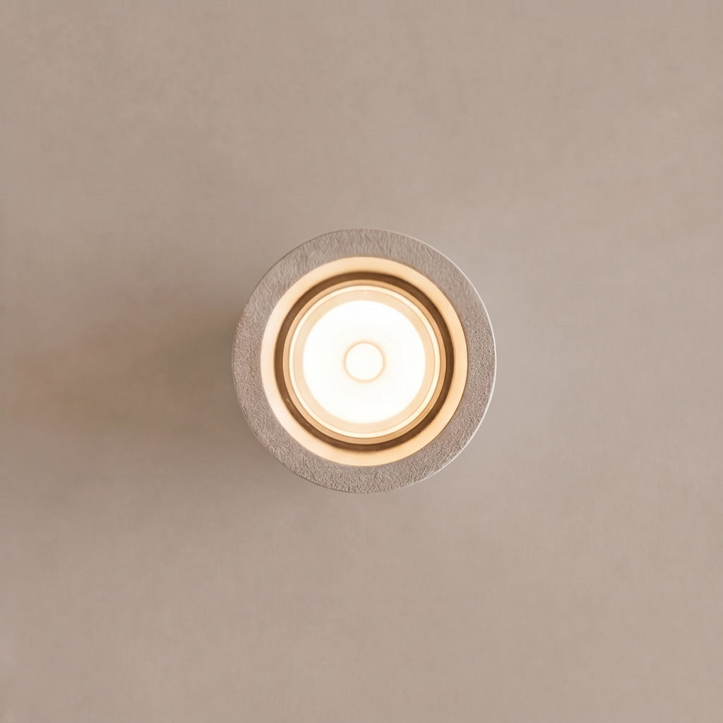 Modern Minimalist Round Ceiling Light Fixture Concrete LED Adjustable Ambient Lighting | ribuella