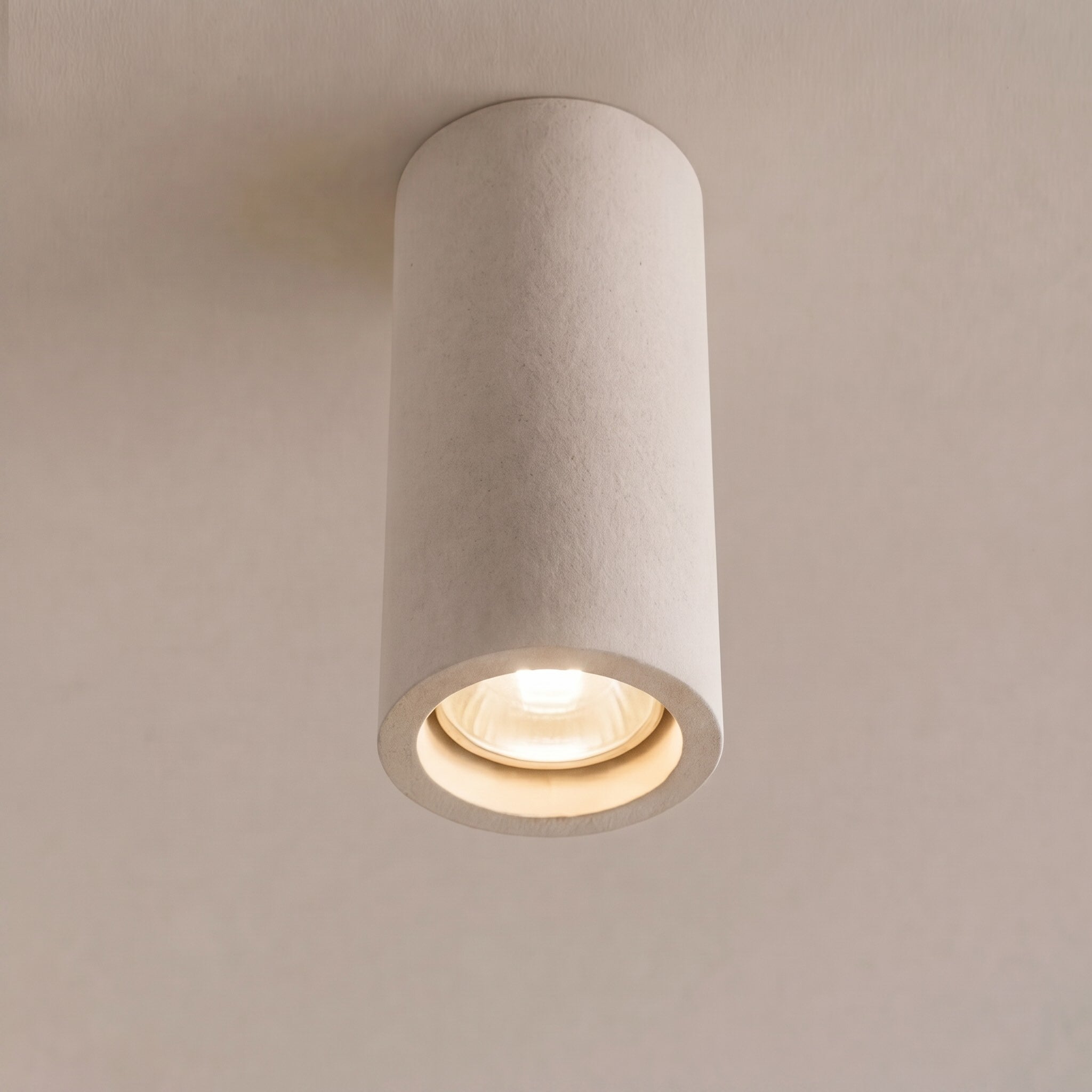 Modern Minimalist Round Ceiling Light Fixture Concrete LED Adjustable Ambient Lighting | ribuella