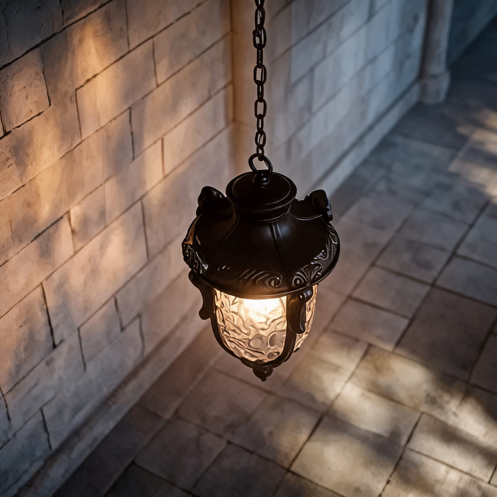 Rustikale moderne Außenpendelleuchte, höhenverstellbar, aus Aluminium und Glas, wasserdichte LED-Gartenleuchte | ribuella