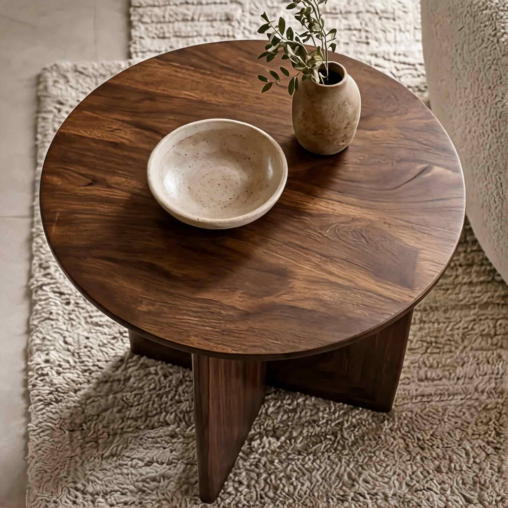 Table d’appoint ronde de style scandinave en bois massif, compacte et polyvalente | ribuella