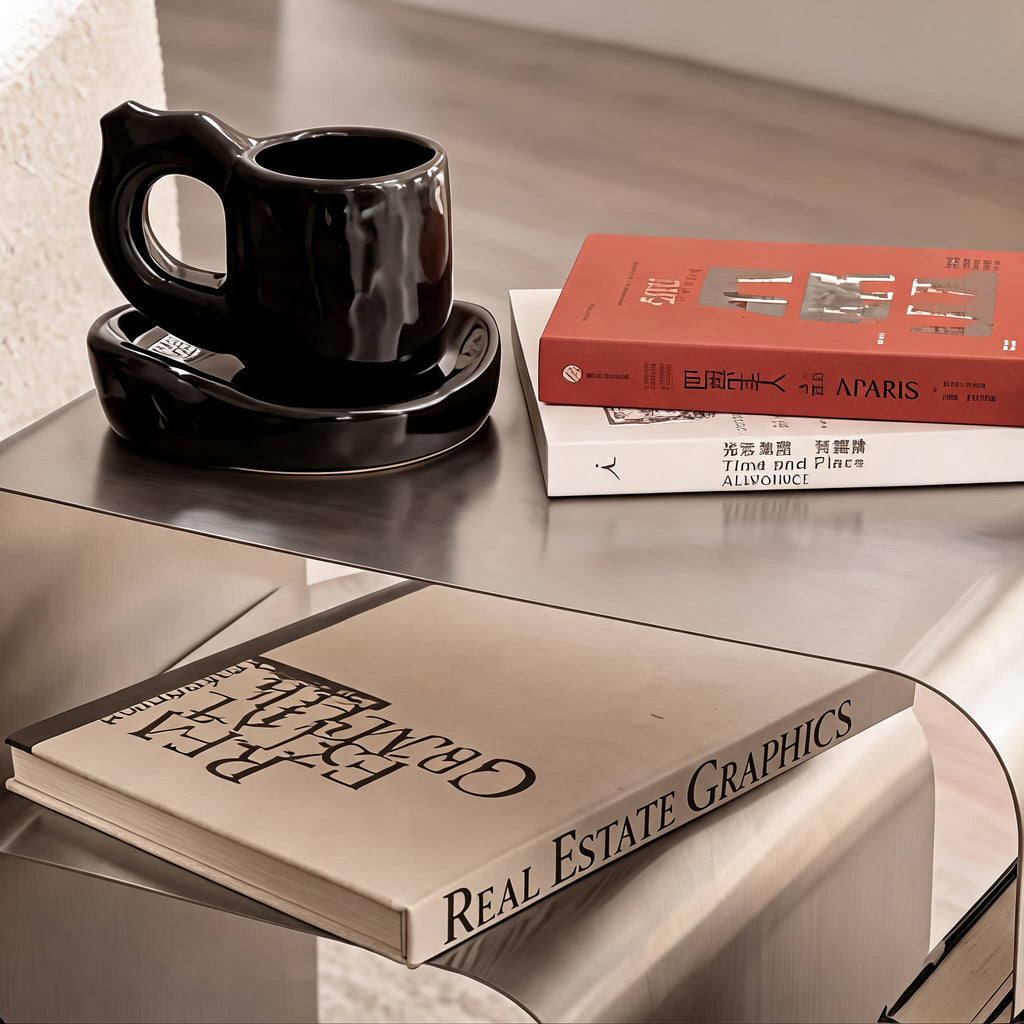 Modern Minimalist Side Table Stainless Steel Compact Design Versatile Bedside Table | ribuella
