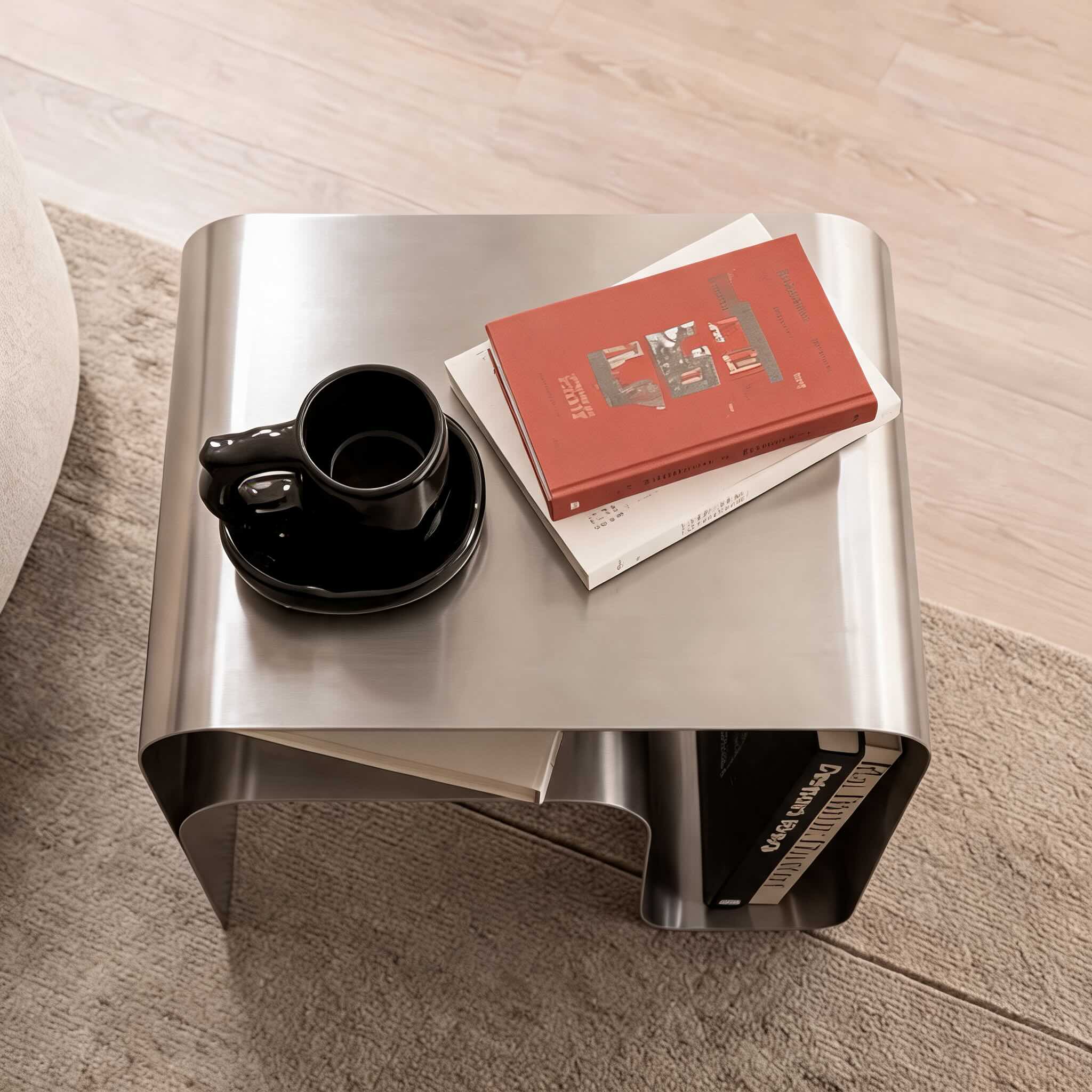 Modern Minimalist Side Table Stainless Steel Compact Design Versatile Bedside Table | ribuella