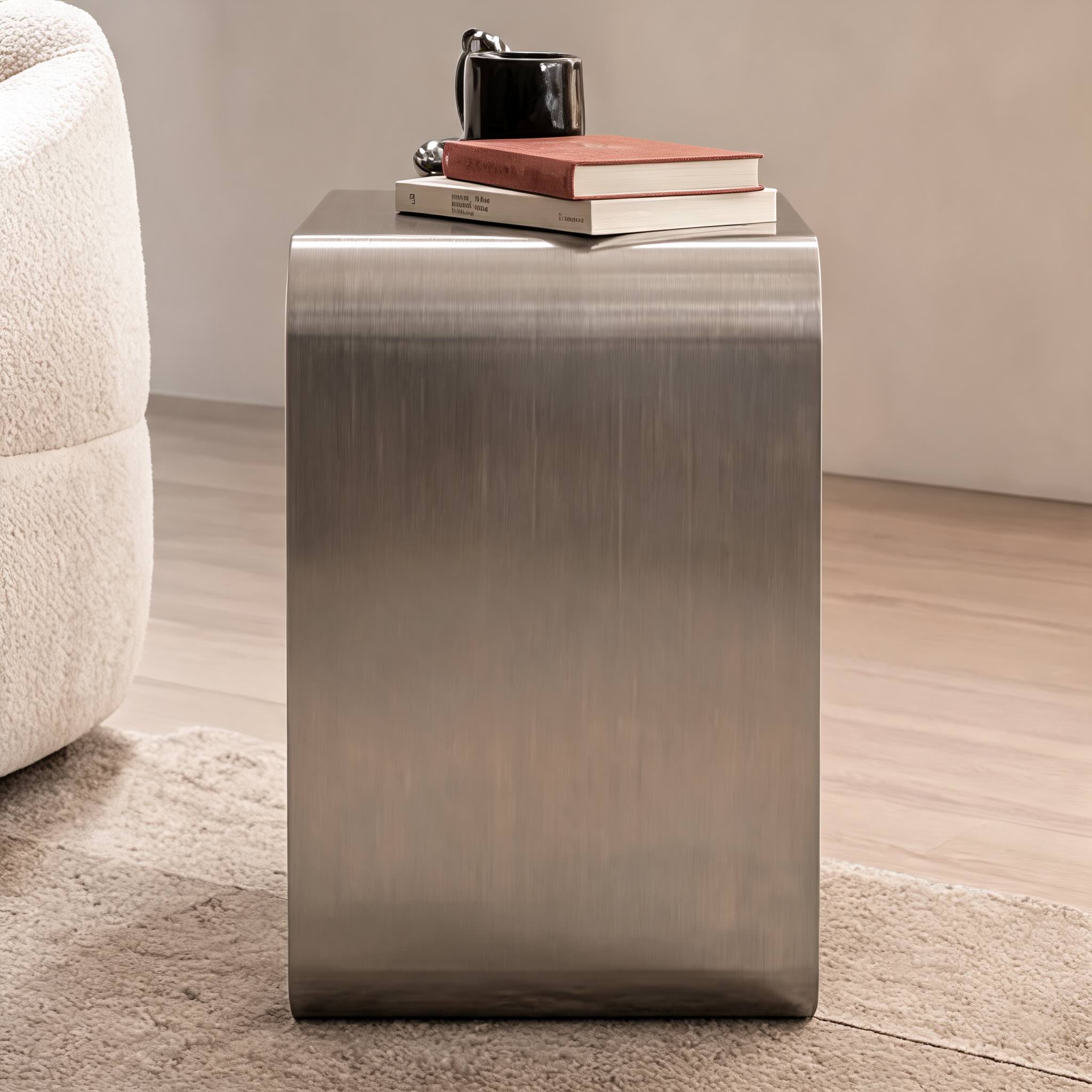 Modern Minimalist Side Table Stainless Steel Compact Design Versatile Bedside Table | ribuella