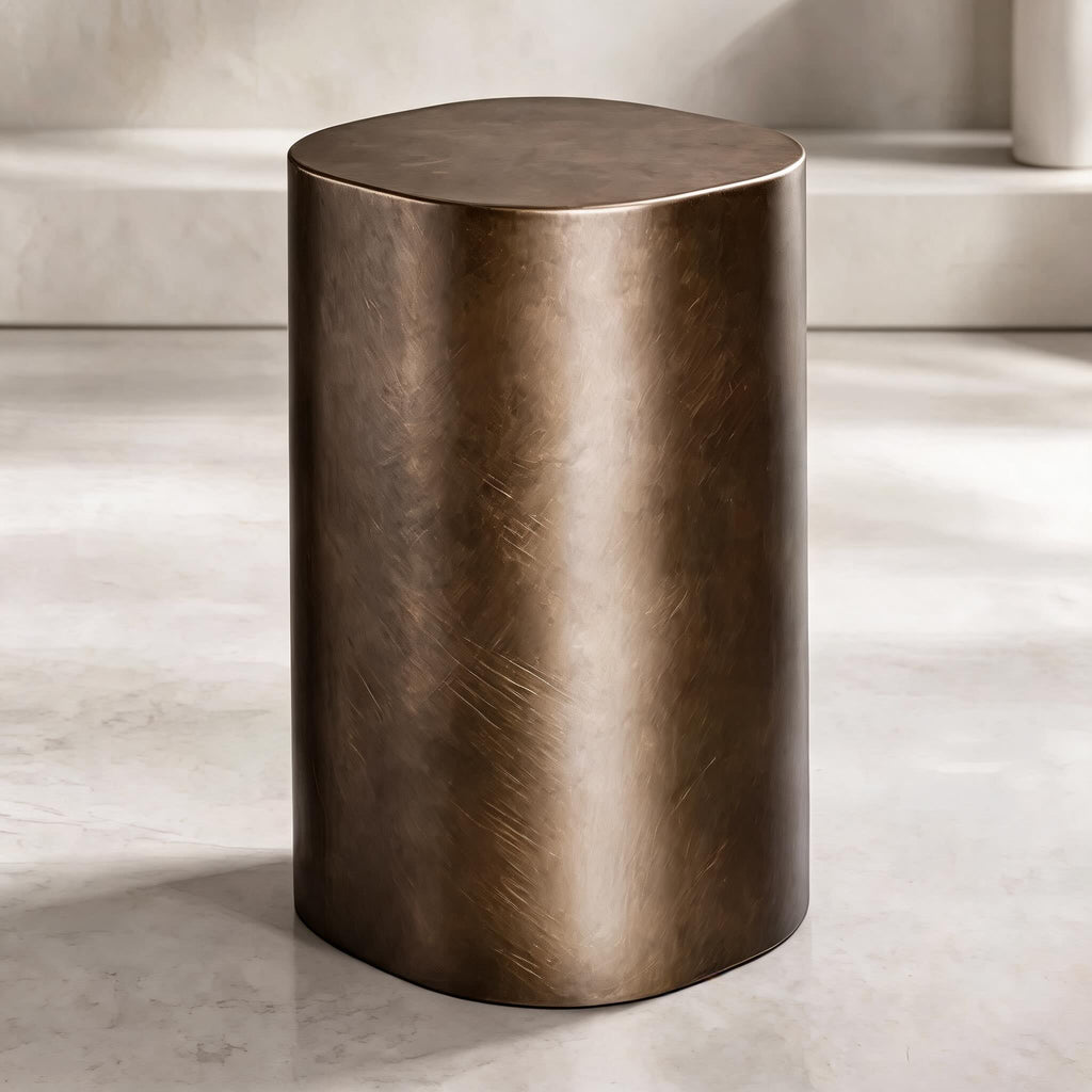 Contemporary Small Side Table with Irregular Top and Hand-Brushed Steel Finish for Versatile Spaces | ribuella