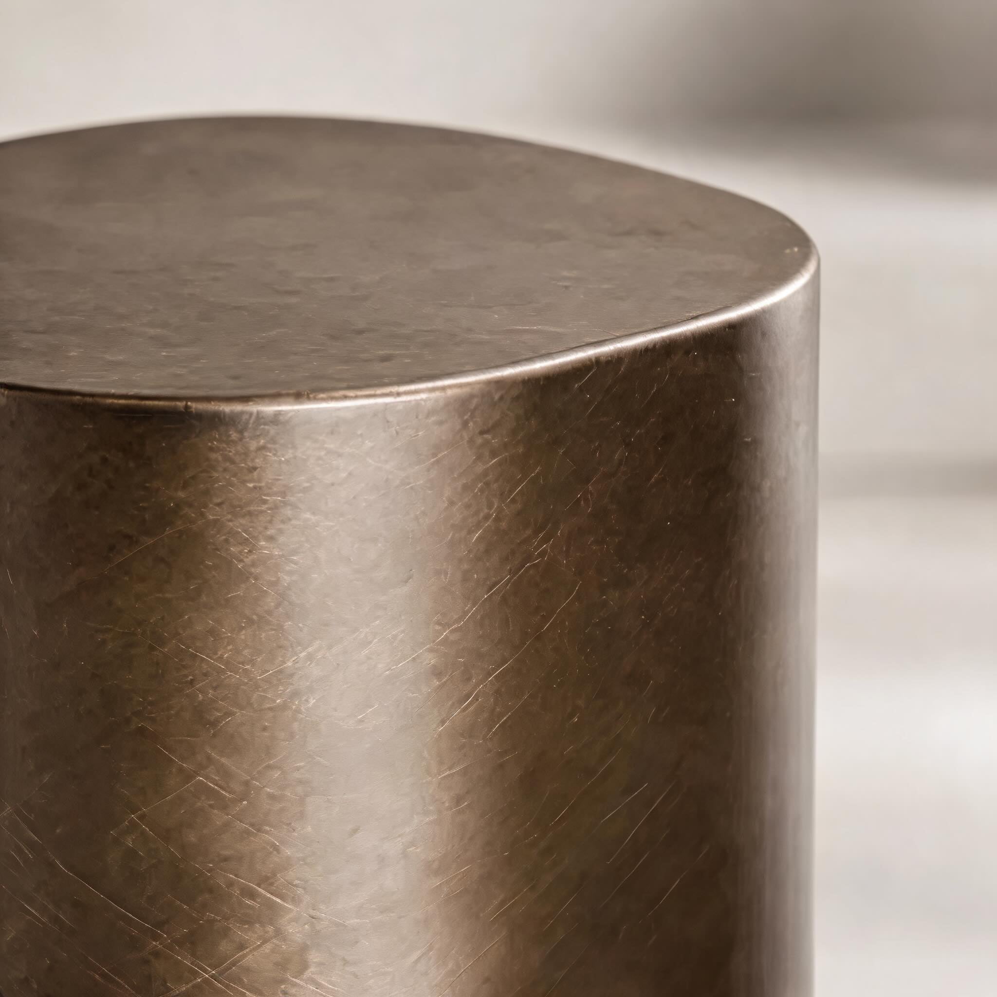 Contemporary Small Side Table with Irregular Top and Hand-Brushed Steel Finish for Versatile Spaces | ribuella