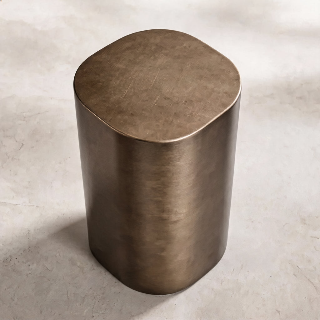 Contemporary Small Side Table with Irregular Top and Hand-Brushed Steel Finish for Versatile Spaces | ribuella