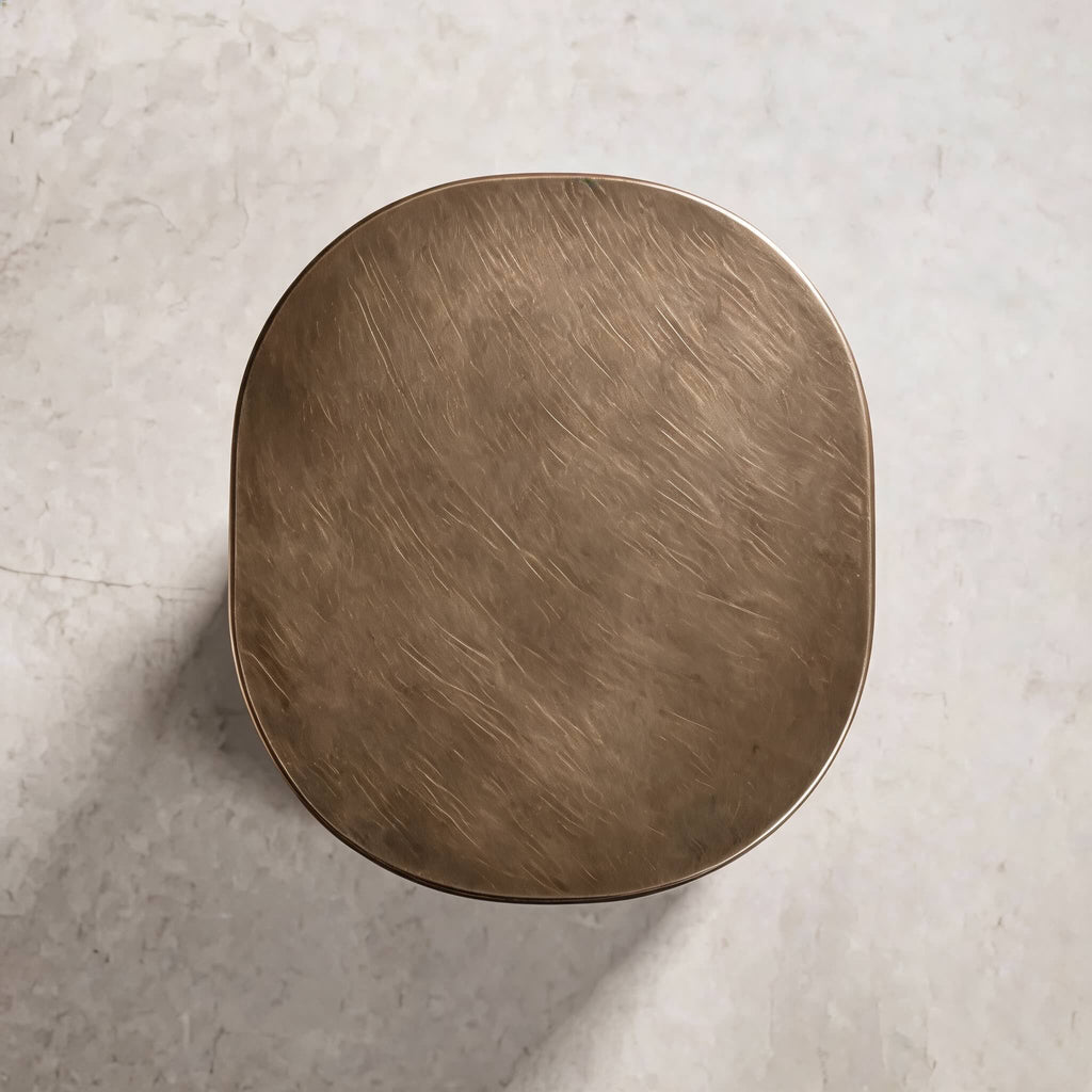 Contemporary Small Side Table with Irregular Top and Hand-Brushed Steel Finish for Versatile Spaces | ribuella