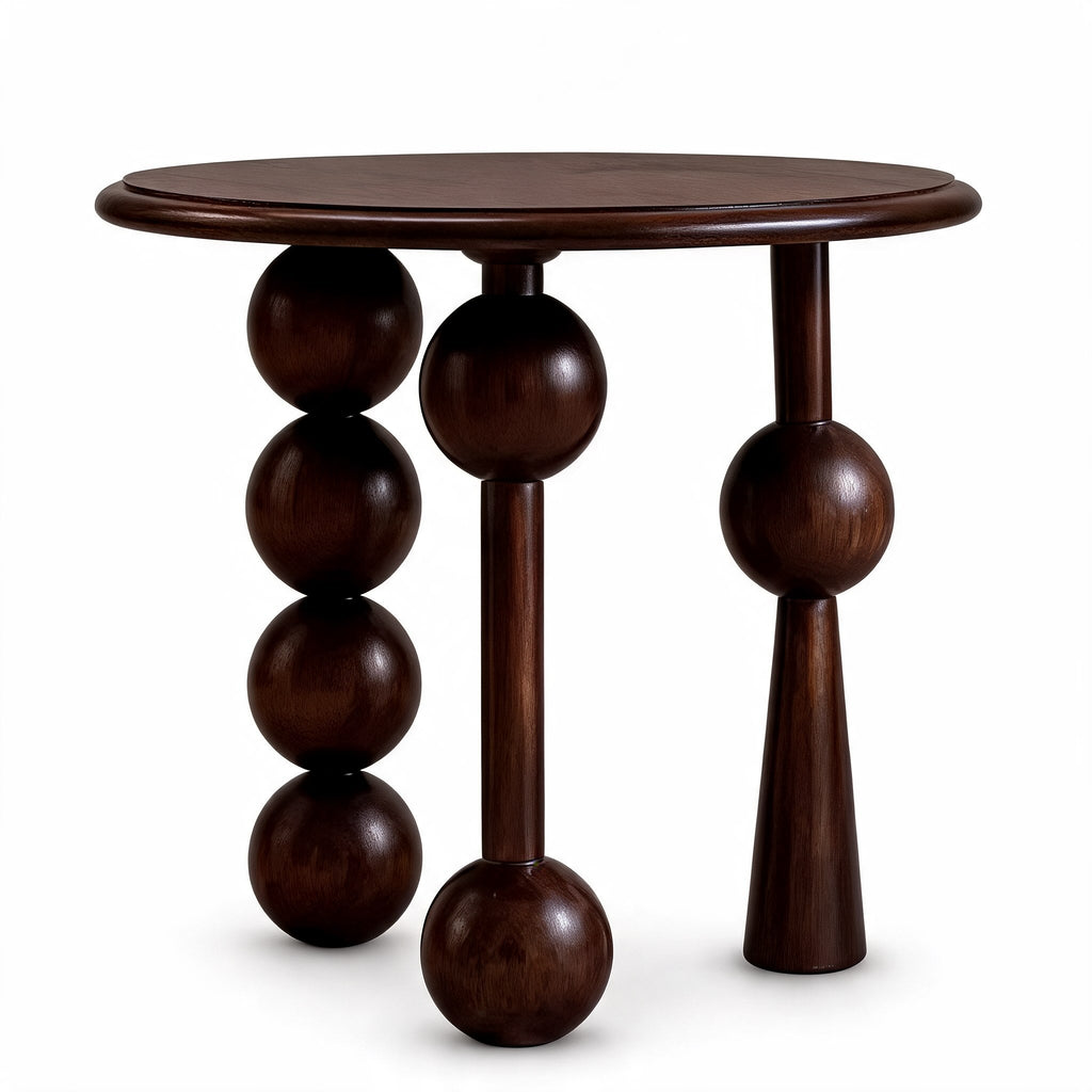 French Retro Style Round Side Table Solid Wood Compact Design for Living Room or Bedroom | ribuella