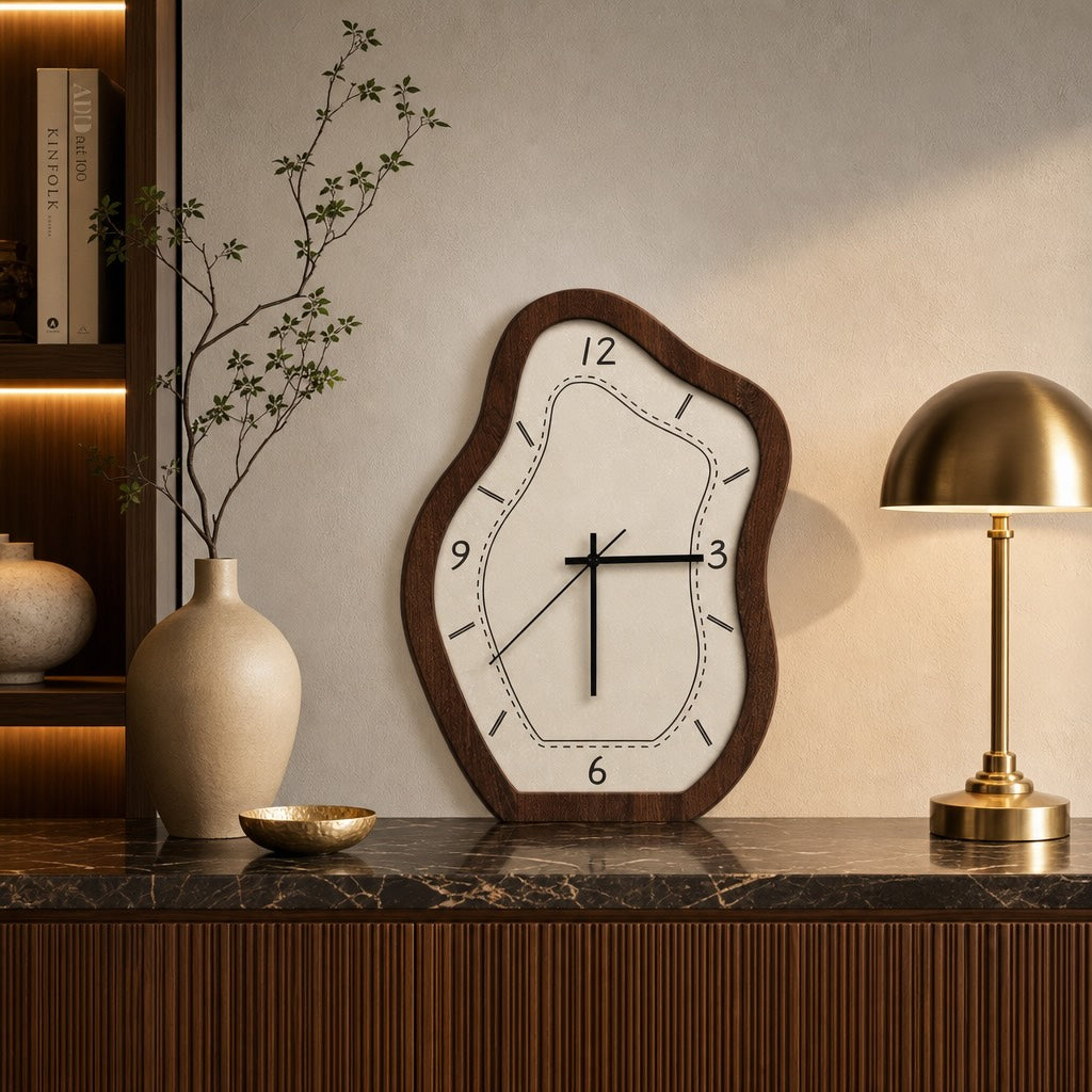 Orologio da parete vintage in legno con design a pendolo intagliato, display analogico e meccanismo al quarzo alimentato a batteria | ribuella