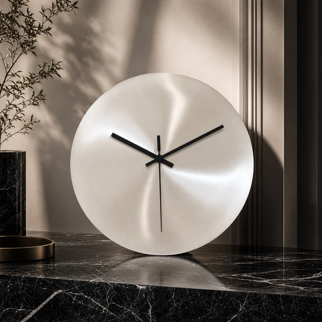 Modern Wall Clock Ultra-Slim Stainless Steel Silent Quartz Minimalist Design for Home Decor | ribuella