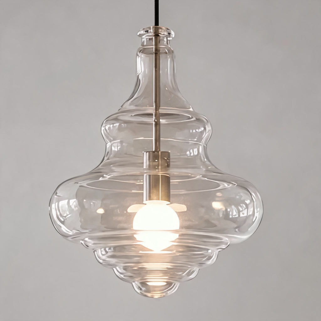 Suspension moderne en verre avec structure LED suspendue réglable pour l’éclairage de la cuisine | ribuella