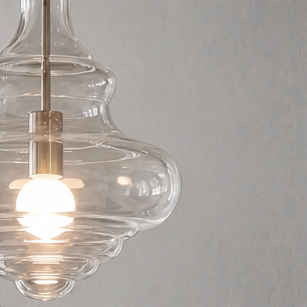 Suspension moderne en verre avec structure LED suspendue réglable pour l’éclairage de la cuisine | ribuella