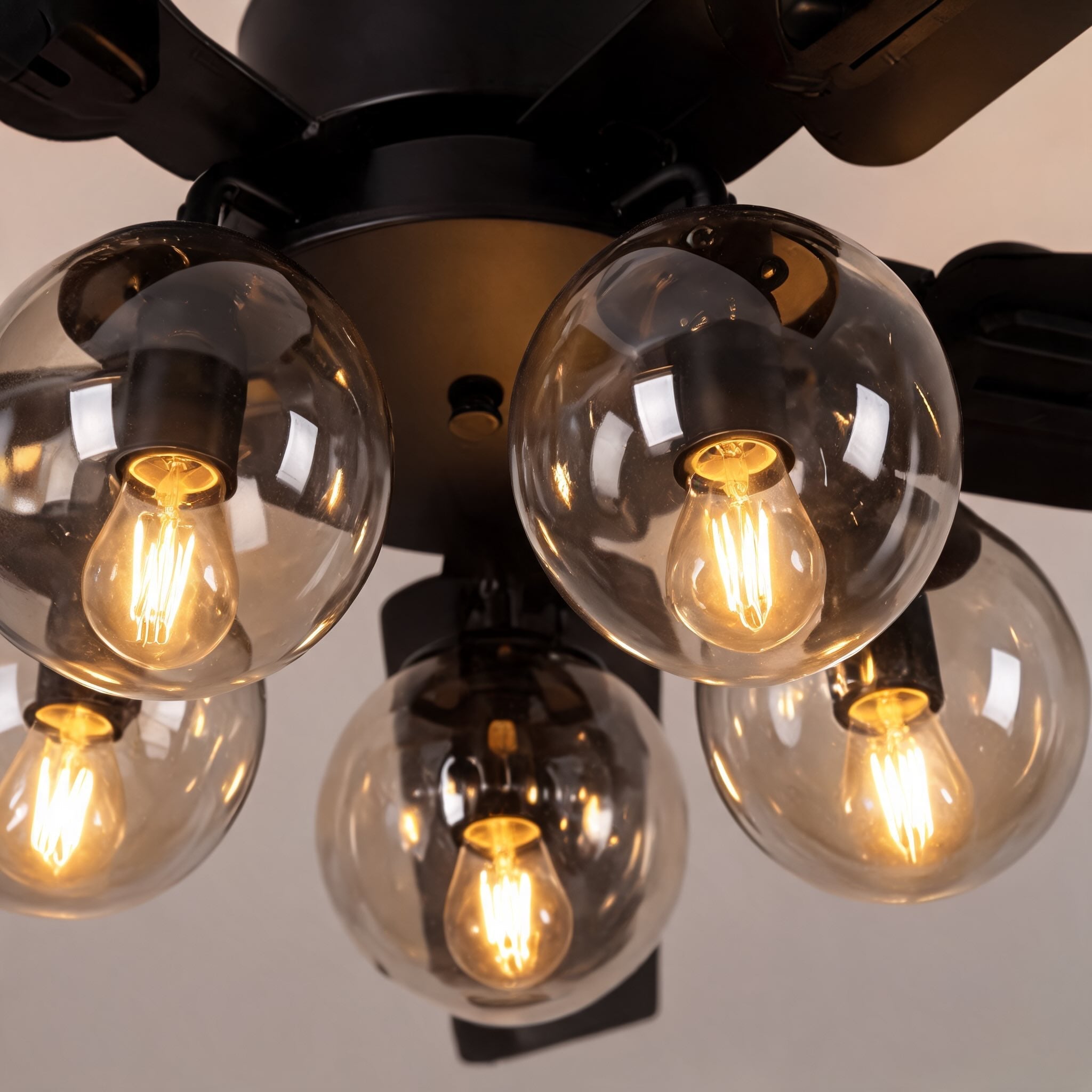 Industrial Black Ceiling Fan Light Flush Mount Metal Adjustable LED 52 Inch 60W | ribuella