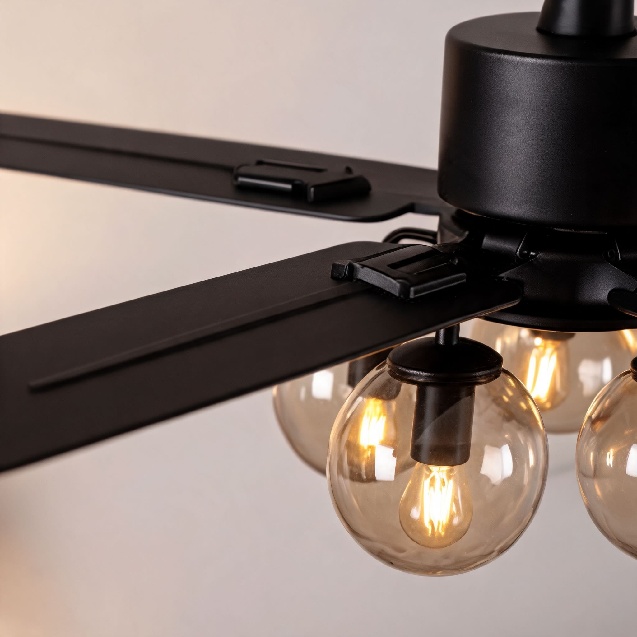 Industrial Black Ceiling Fan Light Flush Mount Metal Adjustable LED 52 Inch 60W | ribuella