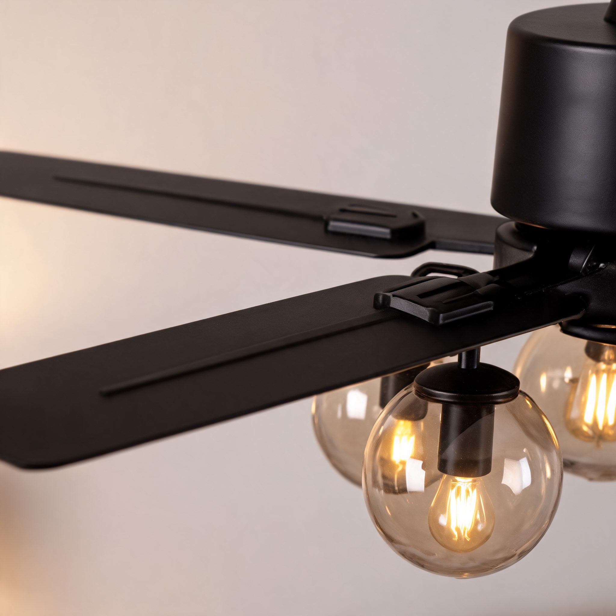 Industrial Black Ceiling Fan Light Flush Mount Metal Adjustable LED 52 Inch 60W | ribuella