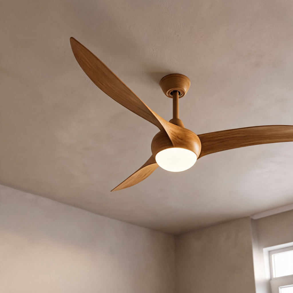 Contemporary 52 Inch Ceiling Fan with Lights Flush Mount Metal and Glass LED Dimmable DC Motor | ribuella