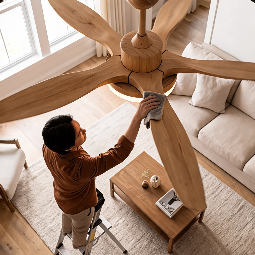 Moderne Deckenventilatorleuchte mit 5 Flügeln, flache Metallmontage, einstellbare LED mit Fernbedienung | ribuella