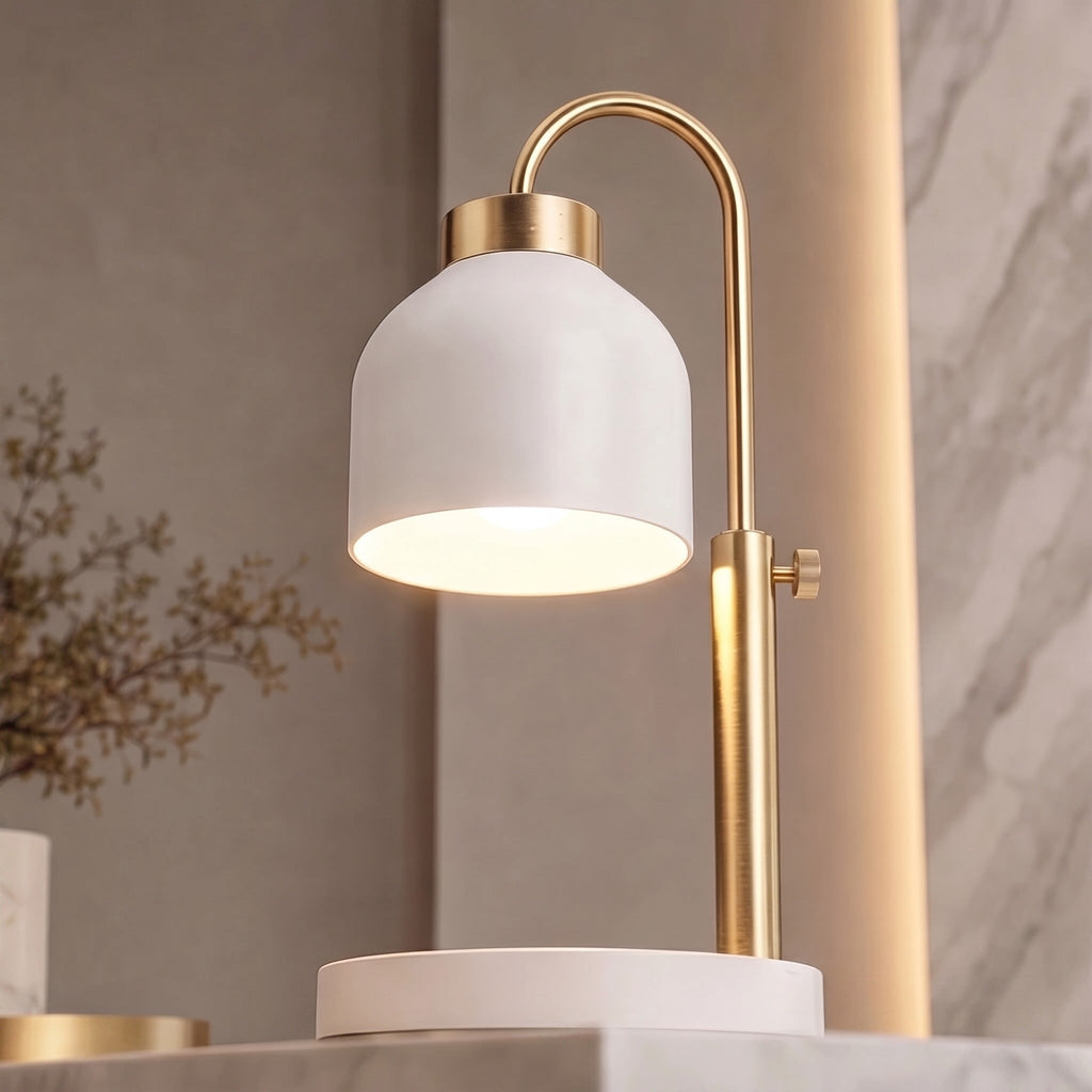 Moderne verstellbare Kerzenwärmerlampe mit Metallkonstruktion und Dimmfunktion für große Gläser | ribuella