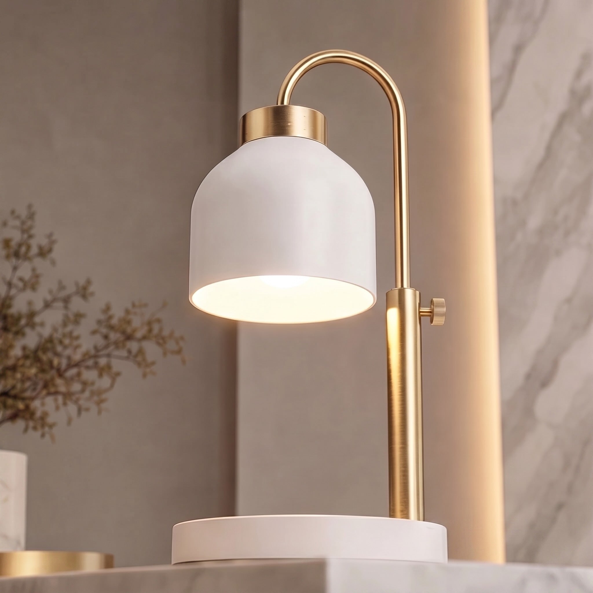 Moderne verstellbare Kerzenwärmerlampe mit Metallkonstruktion und Dimmfunktion für große Gläser | ribuella