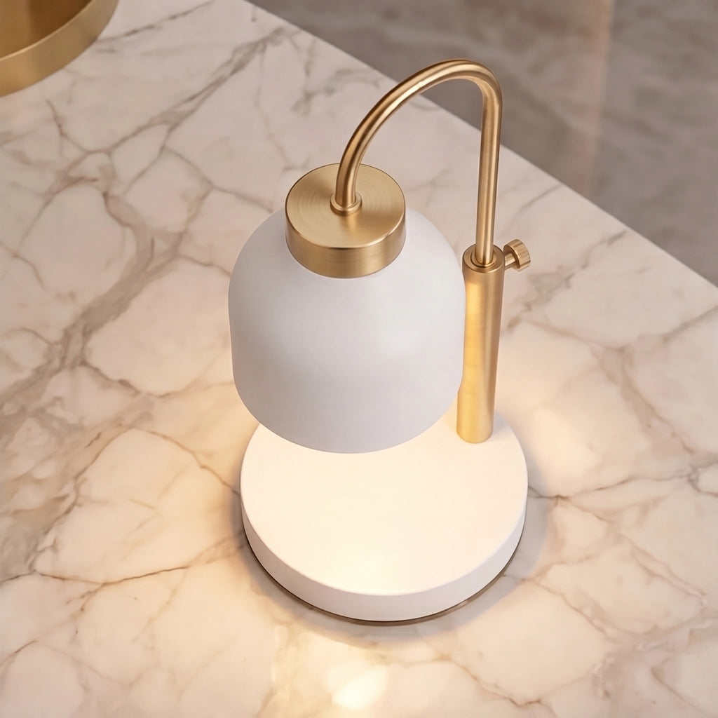 Moderne verstellbare Kerzenwärmerlampe mit Metallkonstruktion und Dimmfunktion für große Gläser | ribuella