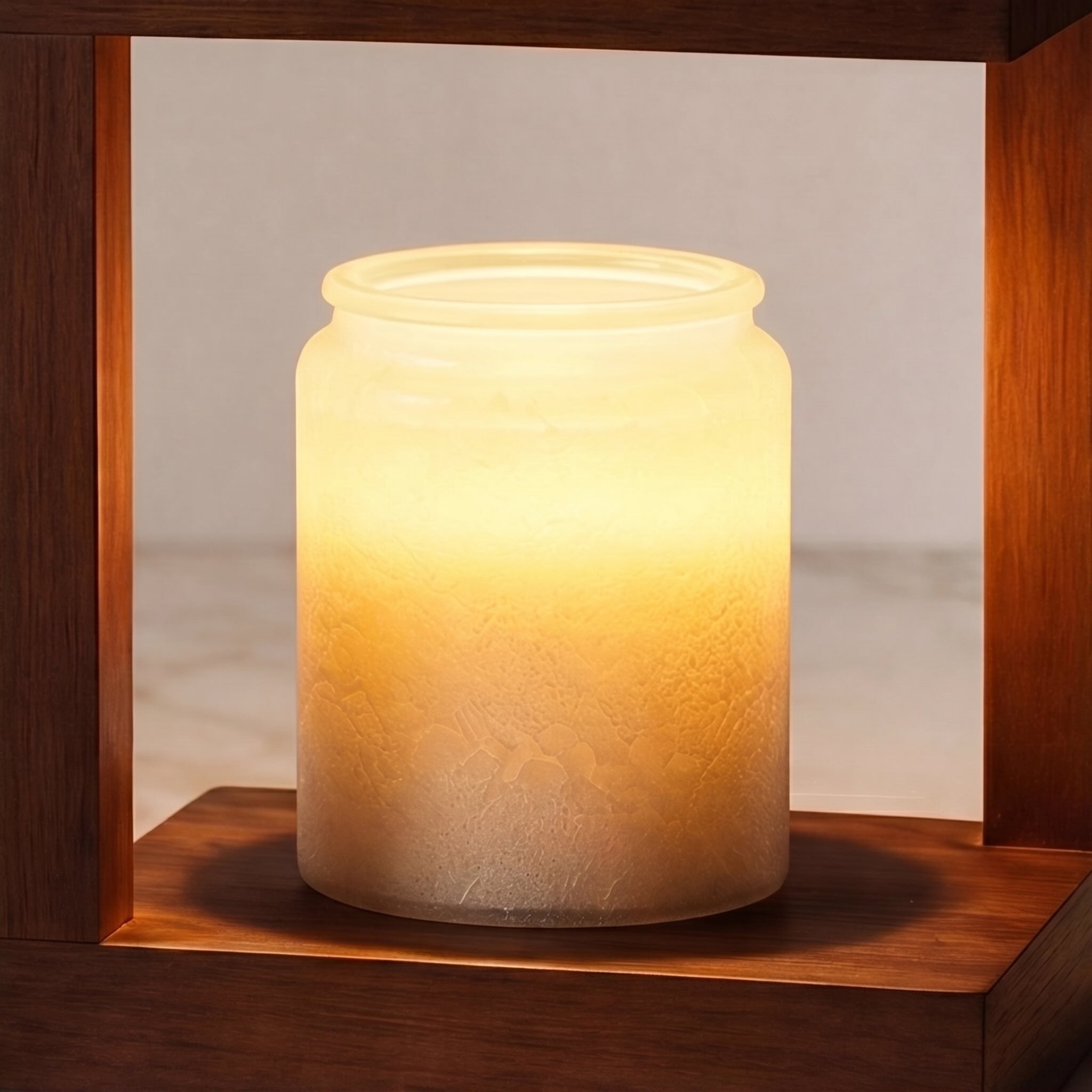 Lampe chauffe-bougie moderne, lampe de table à hauteur réglable, base en bois, lueur d’ambiance | ribuella