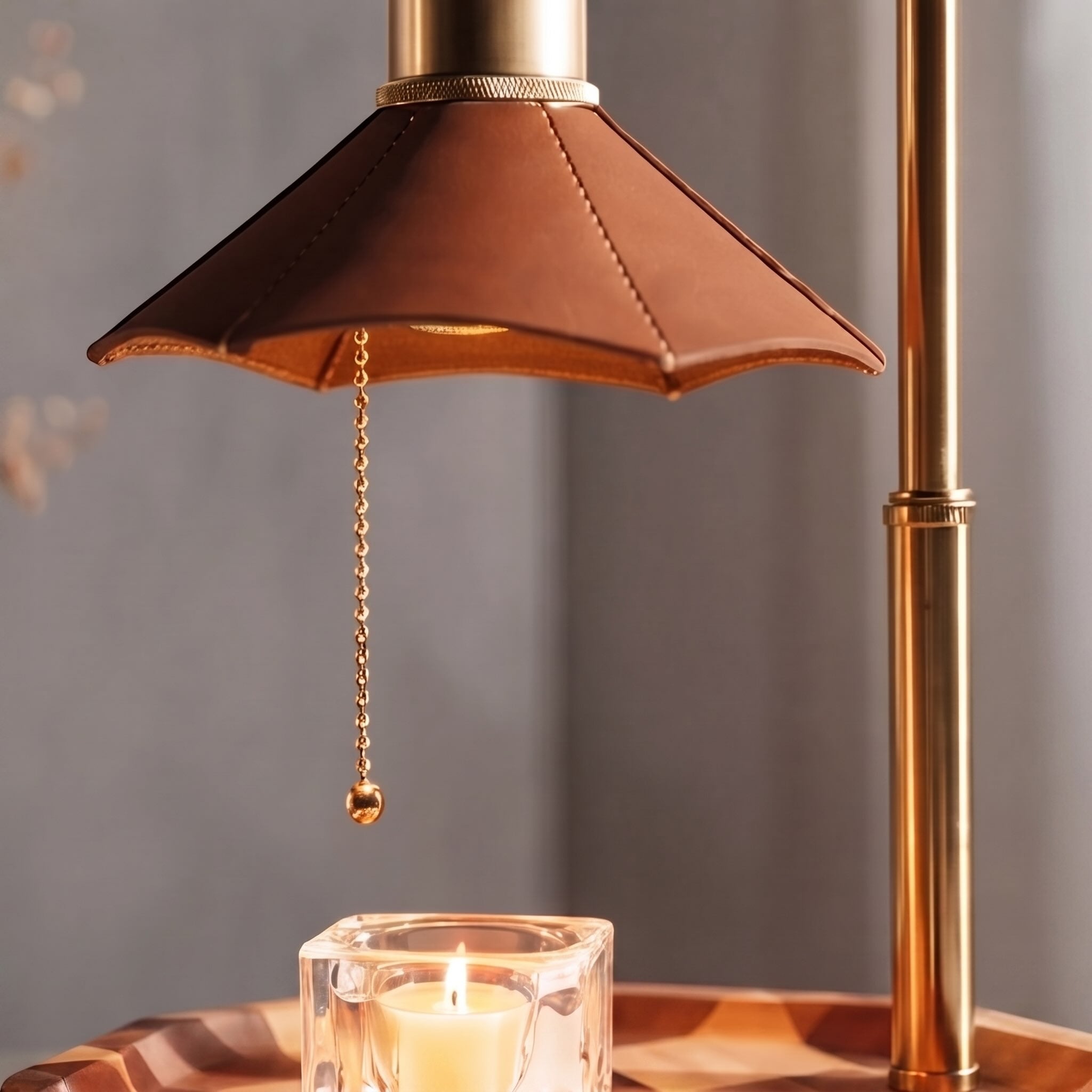 Modern Adjustable Candle Warmer Lamp Table Light Wood Brass Ambient LED Lighting | ribuella