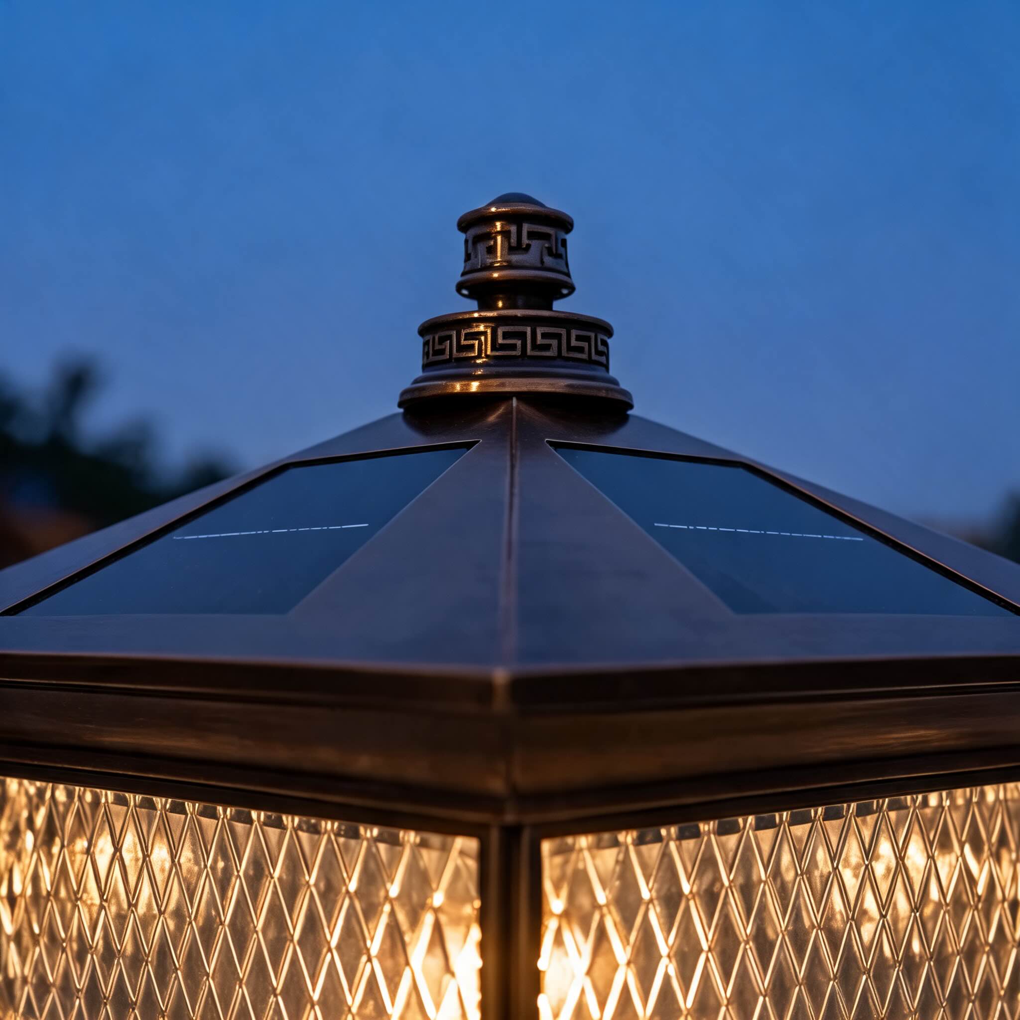 Moderne Solar-Gartenleuchten als Mastlampen aus Aluminium, LED, mit Fernbedienung und Diamantglas-Design | ribuella