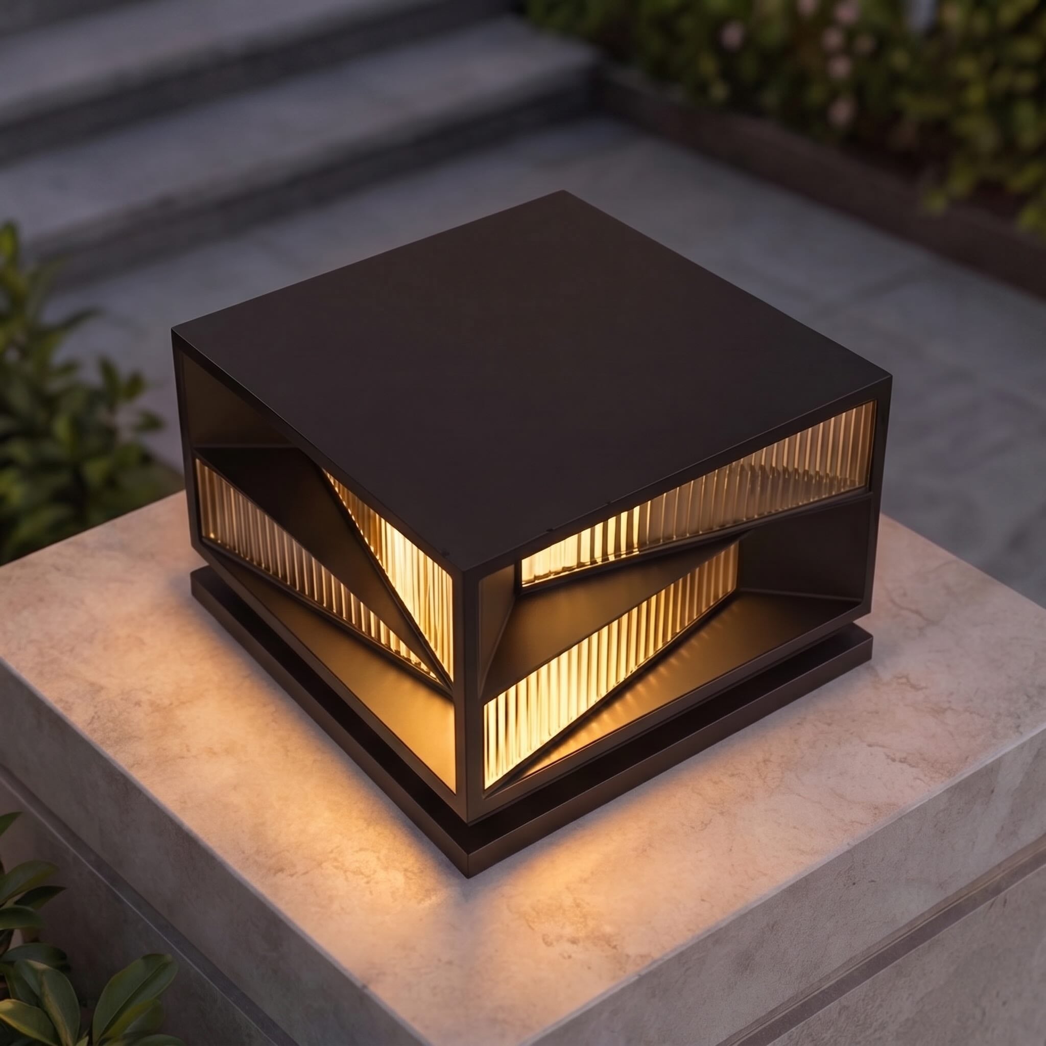 Modern Solar Garden Lights Wall Mounted Stainless Steel LED Waterproof Adjustable Height | ribuella