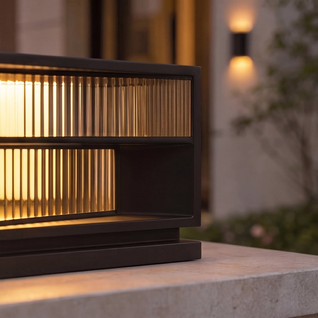Modern Solar Garden Lights Wall Mounted Stainless Steel LED Waterproof Adjustable Height | ribuella