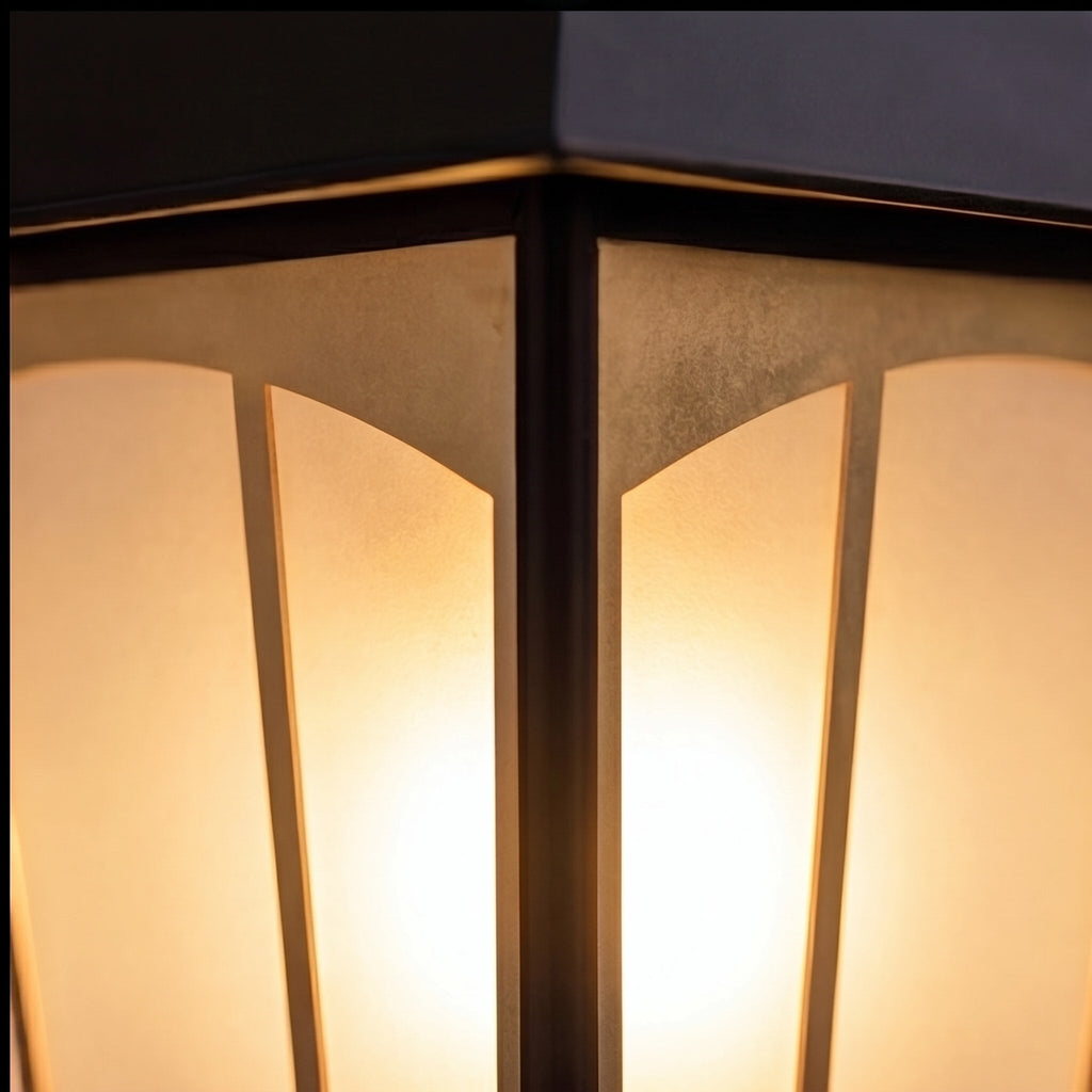 Modern Outdoor Pillar Light Wall Mounted Solid Copper Glass Shade IP55 Waterproof E27 Compatible | ribuella