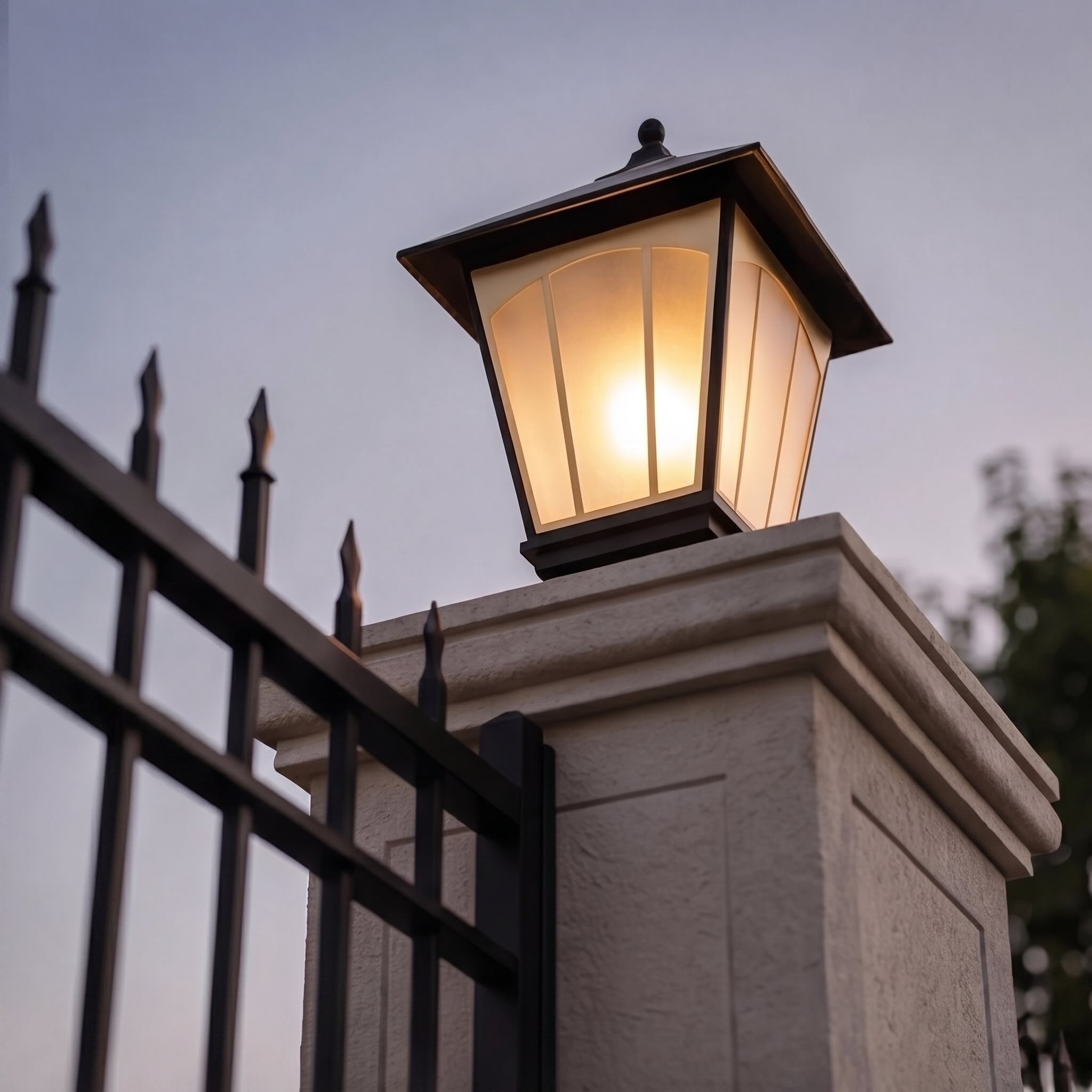 Modern Outdoor Pillar Light Wall Mounted Solid Copper Glass Shade IP55 Waterproof E27 Compatible | ribuella