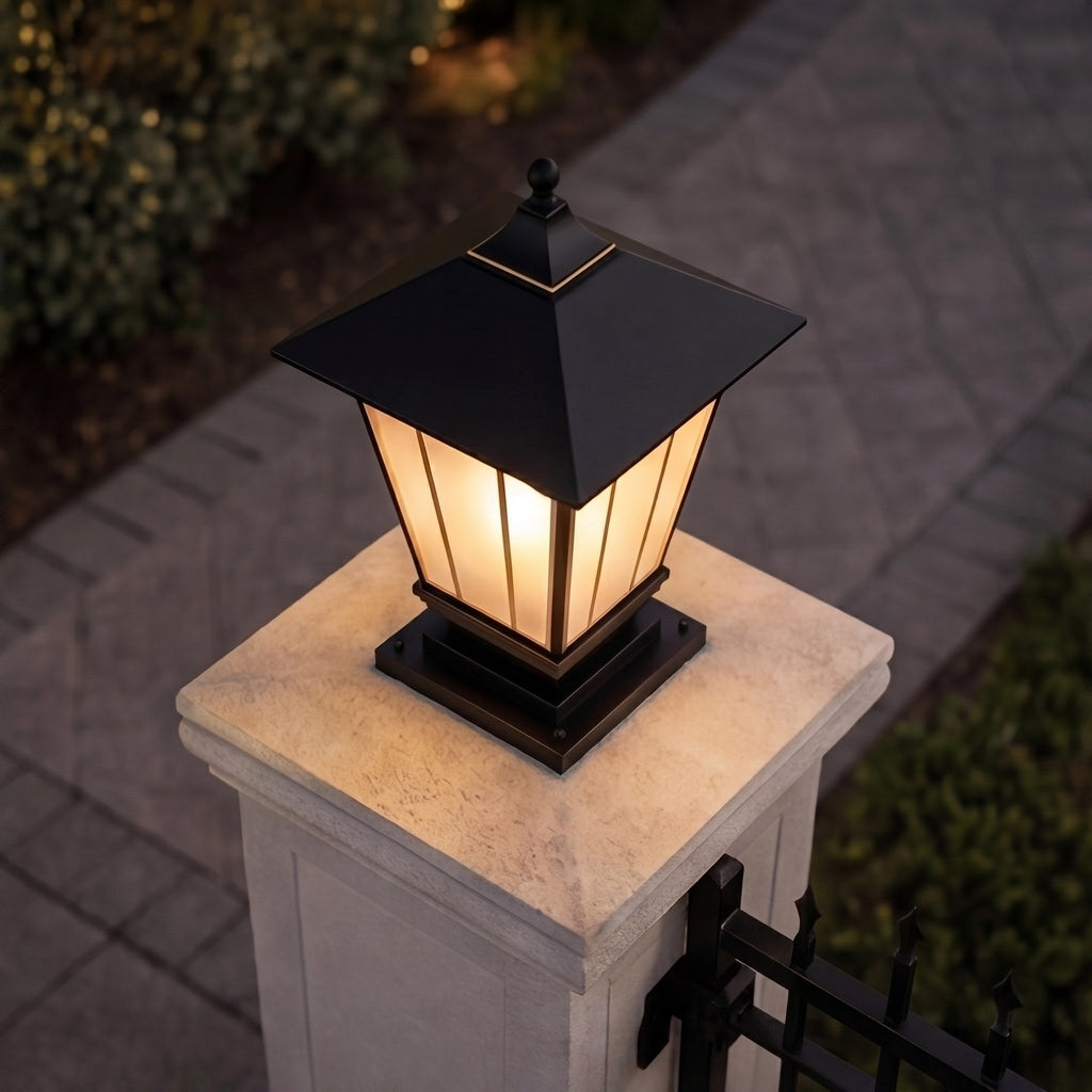 Modern Outdoor Pillar Light Wall Mounted Solid Copper Glass Shade IP55 Waterproof E27 Compatible | ribuella