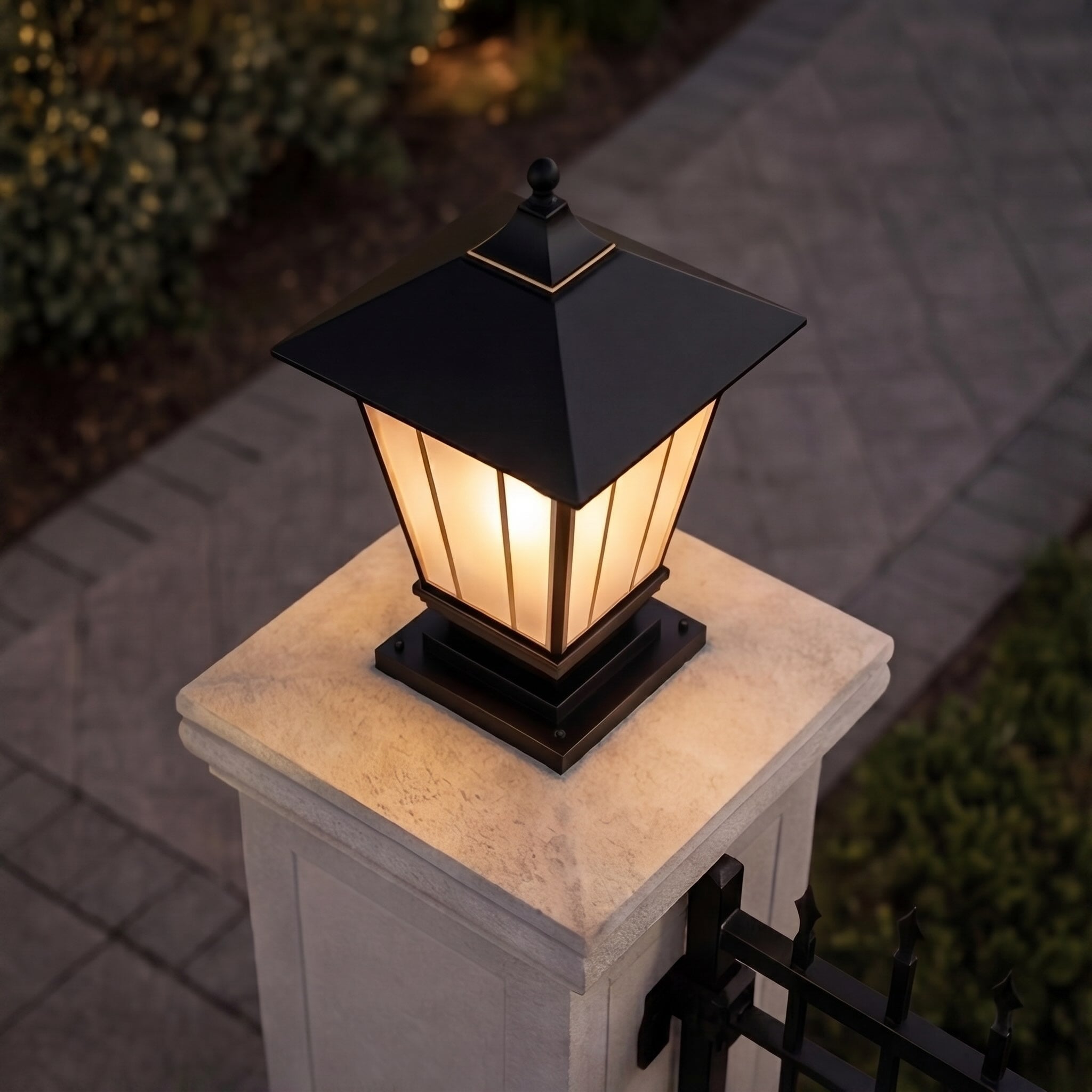 Modern Outdoor Pillar Light Wall Mounted Solid Copper Glass Shade IP55 Waterproof E27 Compatible | ribuella