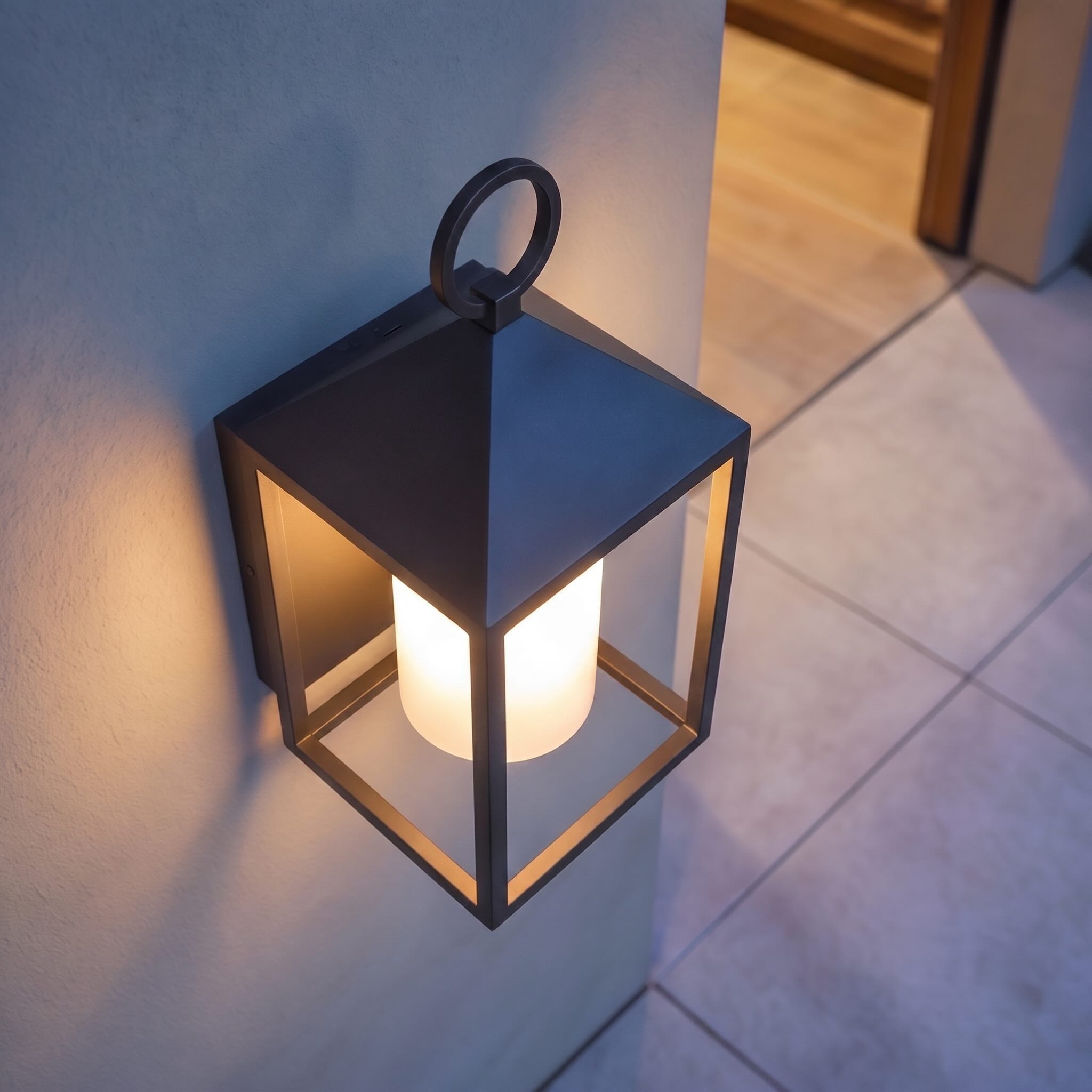 Moderne rustikale Außenwandleuchte, wasserdichte rechteckige LED-Laterne aus druckgegossenem Aluminium, 3000 K | ribuella