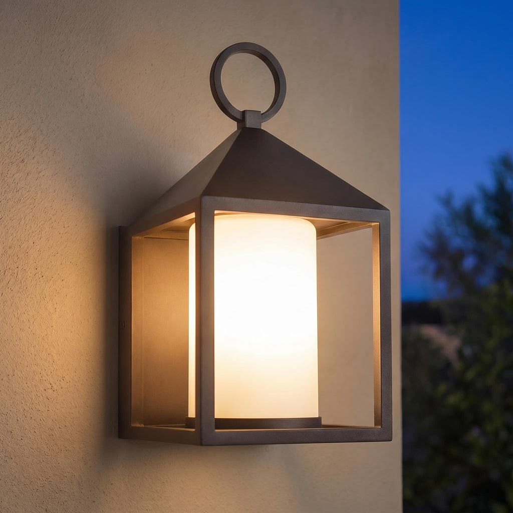 Moderne rustikale Außenwandleuchte, wasserdichte rechteckige LED-Laterne aus druckgegossenem Aluminium, 3000 K | ribuella