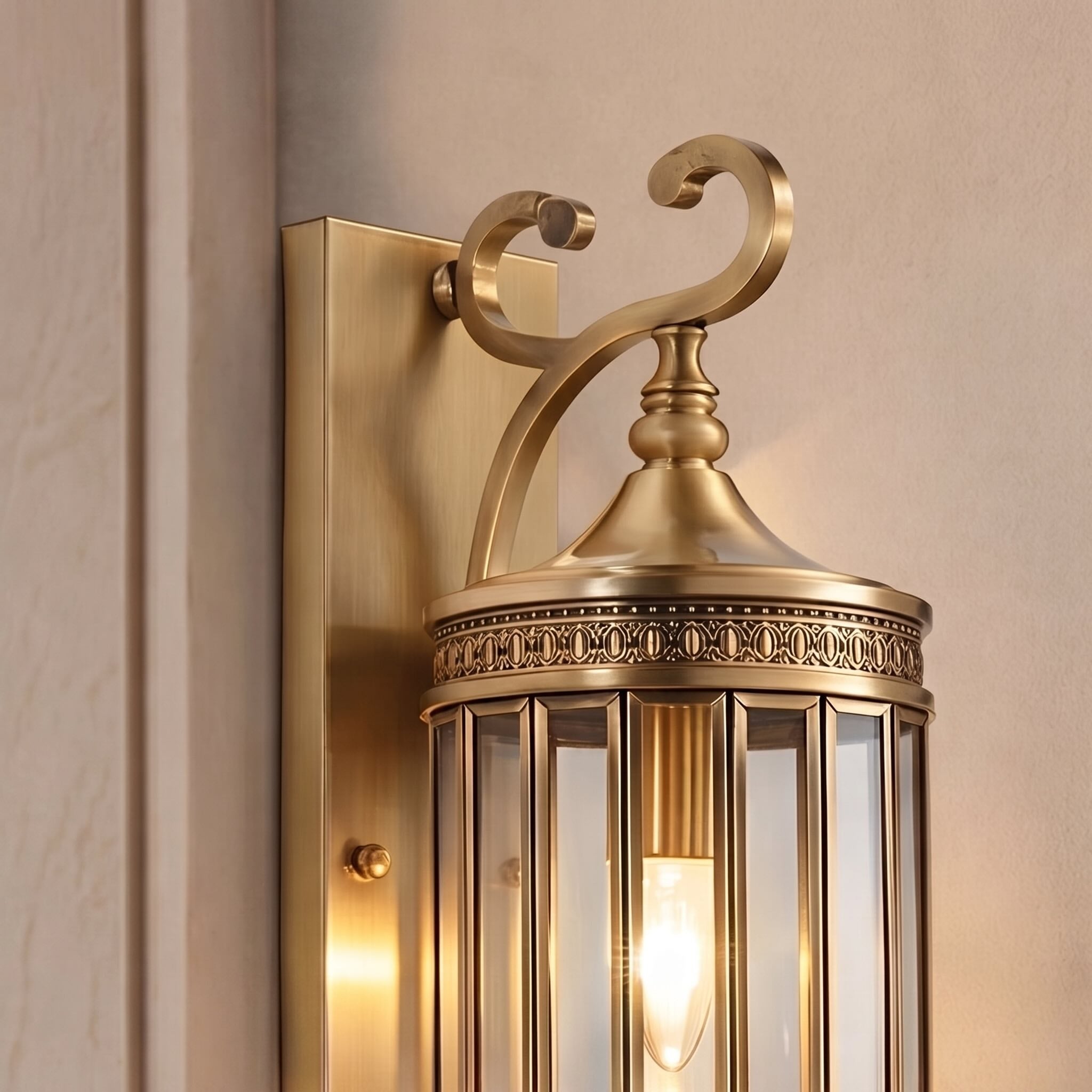 Vintage Outdoor Wall Light Copper Glass Waterproof Wall Mounted LED Sconce for Garden Porch | ribuella