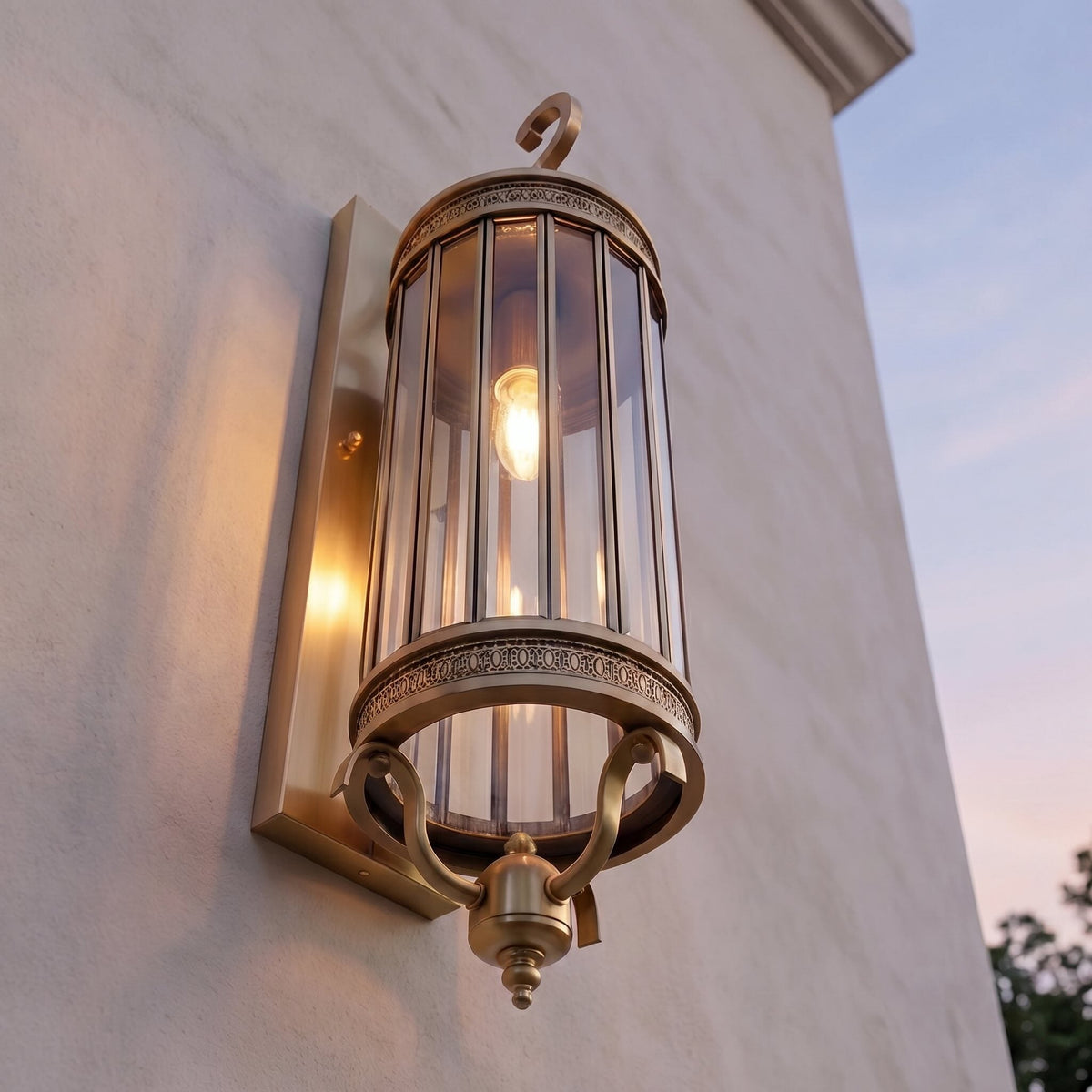 Vintage Outdoor Wall Light Copper Glass Waterproof Wall Mounted LED Sconce for Garden Porch | ribuella