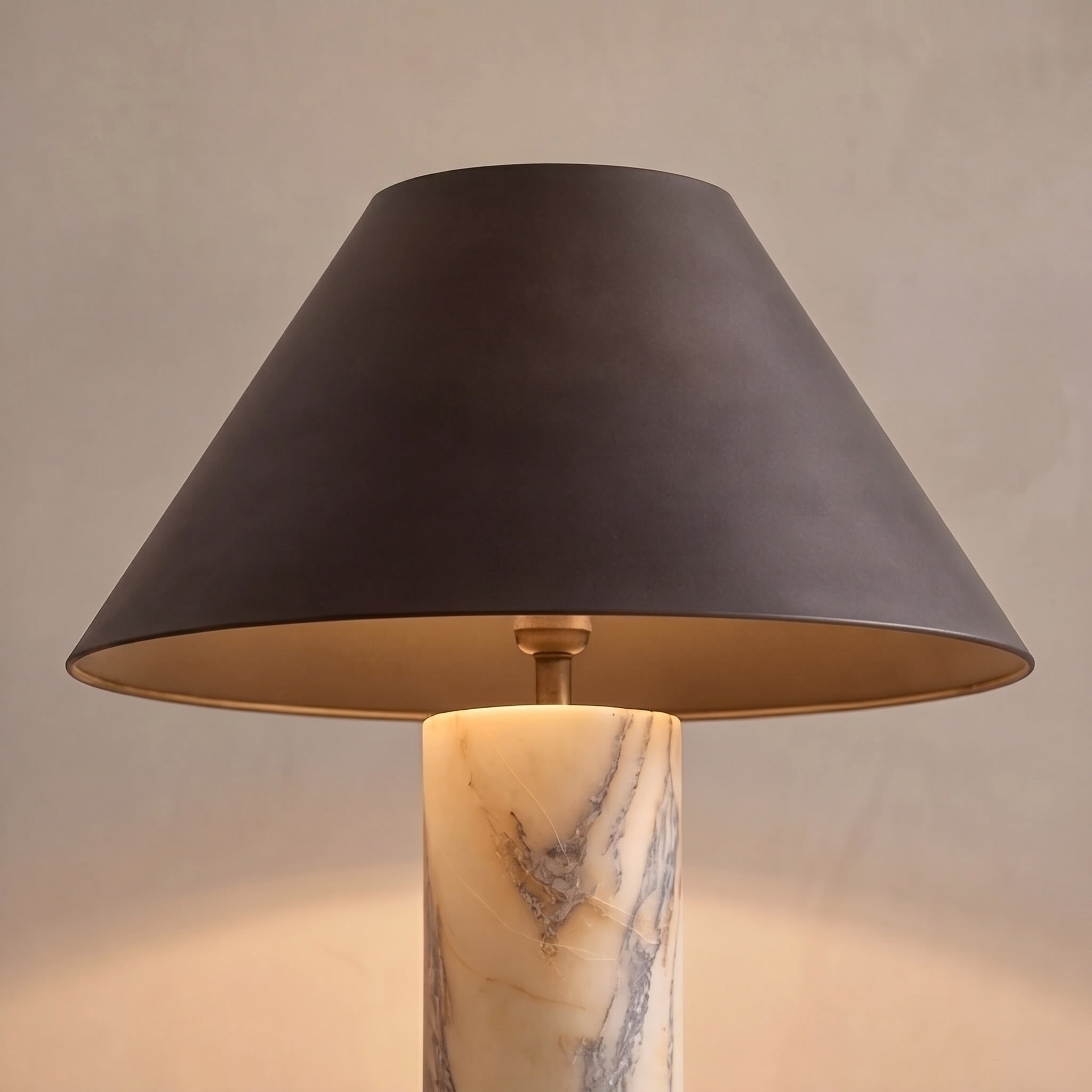 Modern Marble Table Lamp Adjustable Black Fabric Shade LED Compatible for Bedside or Desk | ribuella