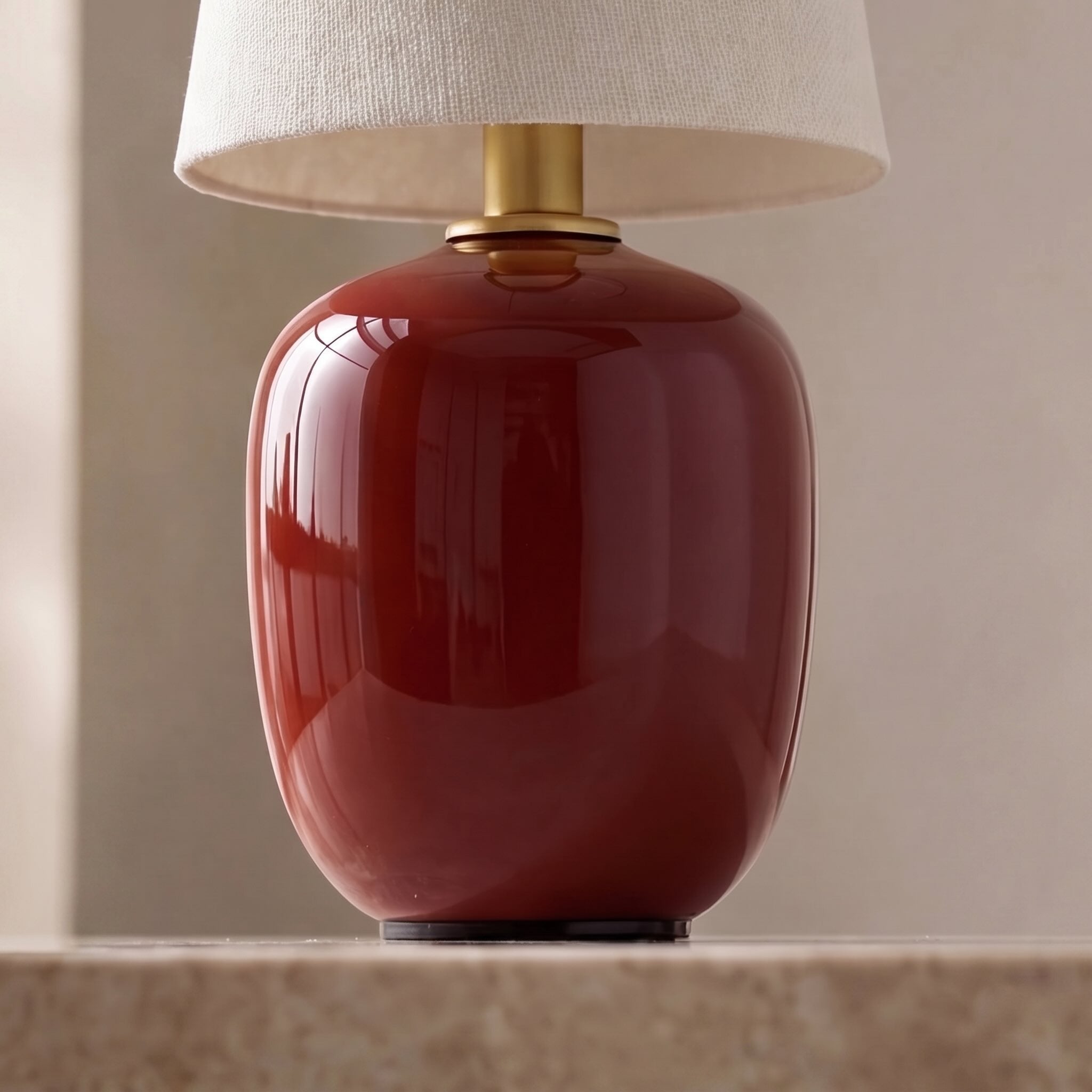 Lampe de table moderne en céramique, sans fil, avec LED réglable, finition crème chaude et taupe sable | ribuella