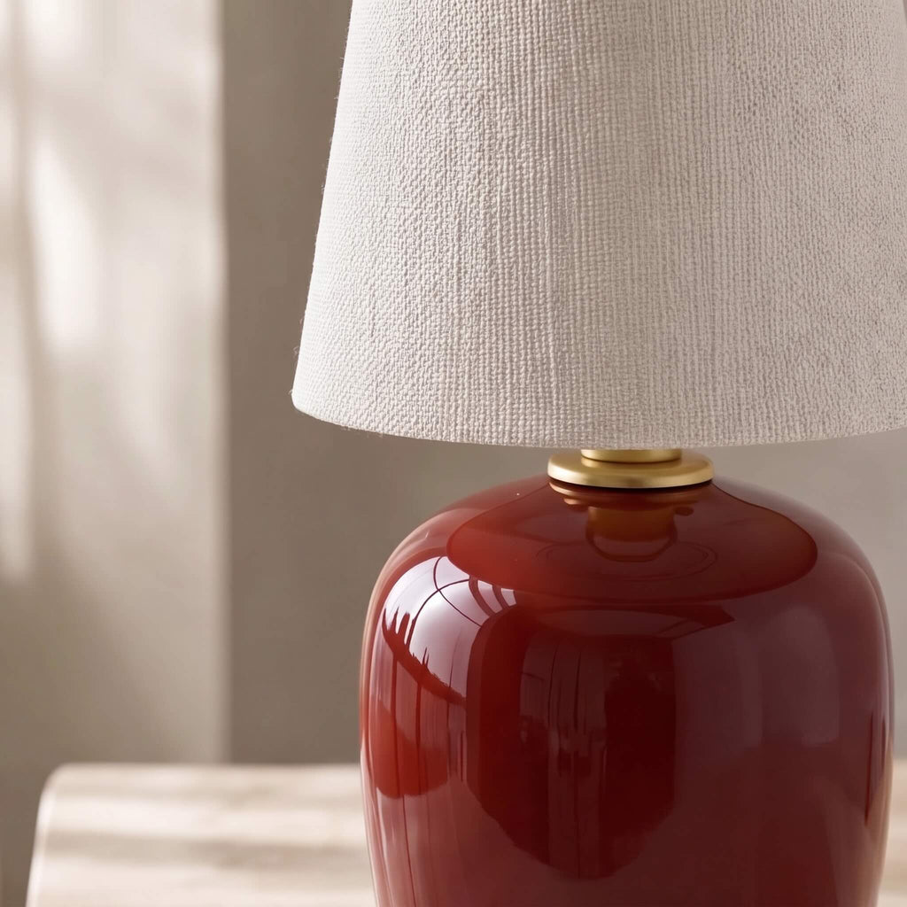 Lampe de table moderne en céramique, sans fil, avec LED réglable, finition crème chaude et taupe sable | ribuella